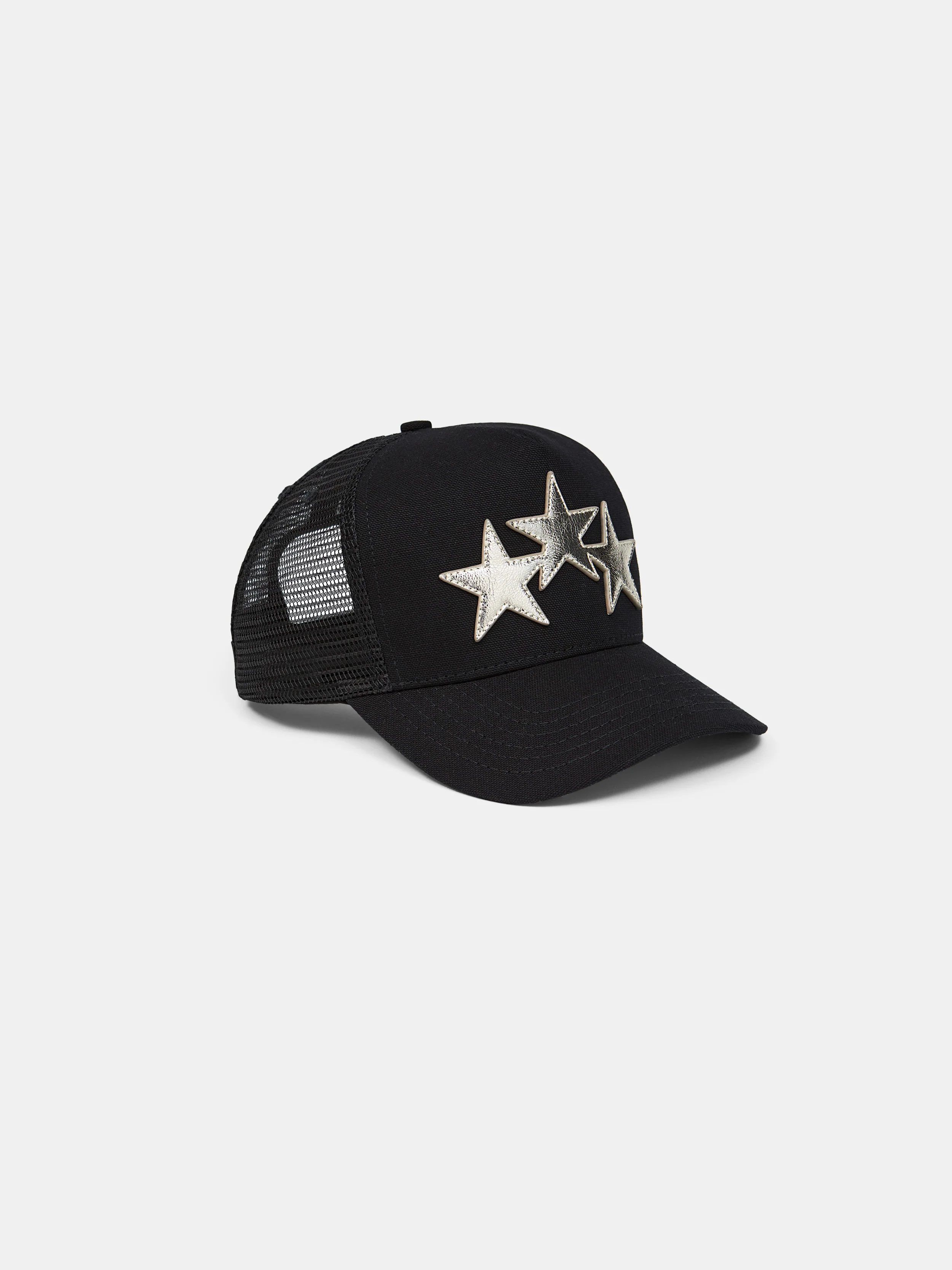 3 STAR METALLIC TRUCKER HAT - Black/Silver - Image 2