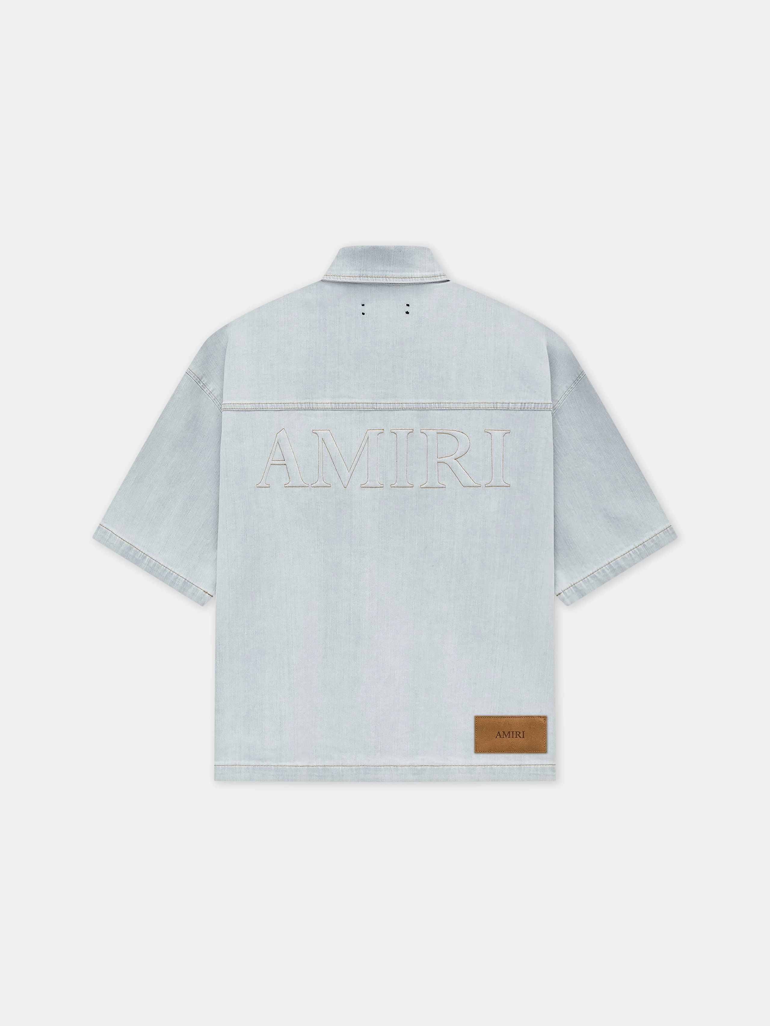 AMIRI 3D SHORT SLEEVE SNAP SHIRT - Light Indigo - Image 3