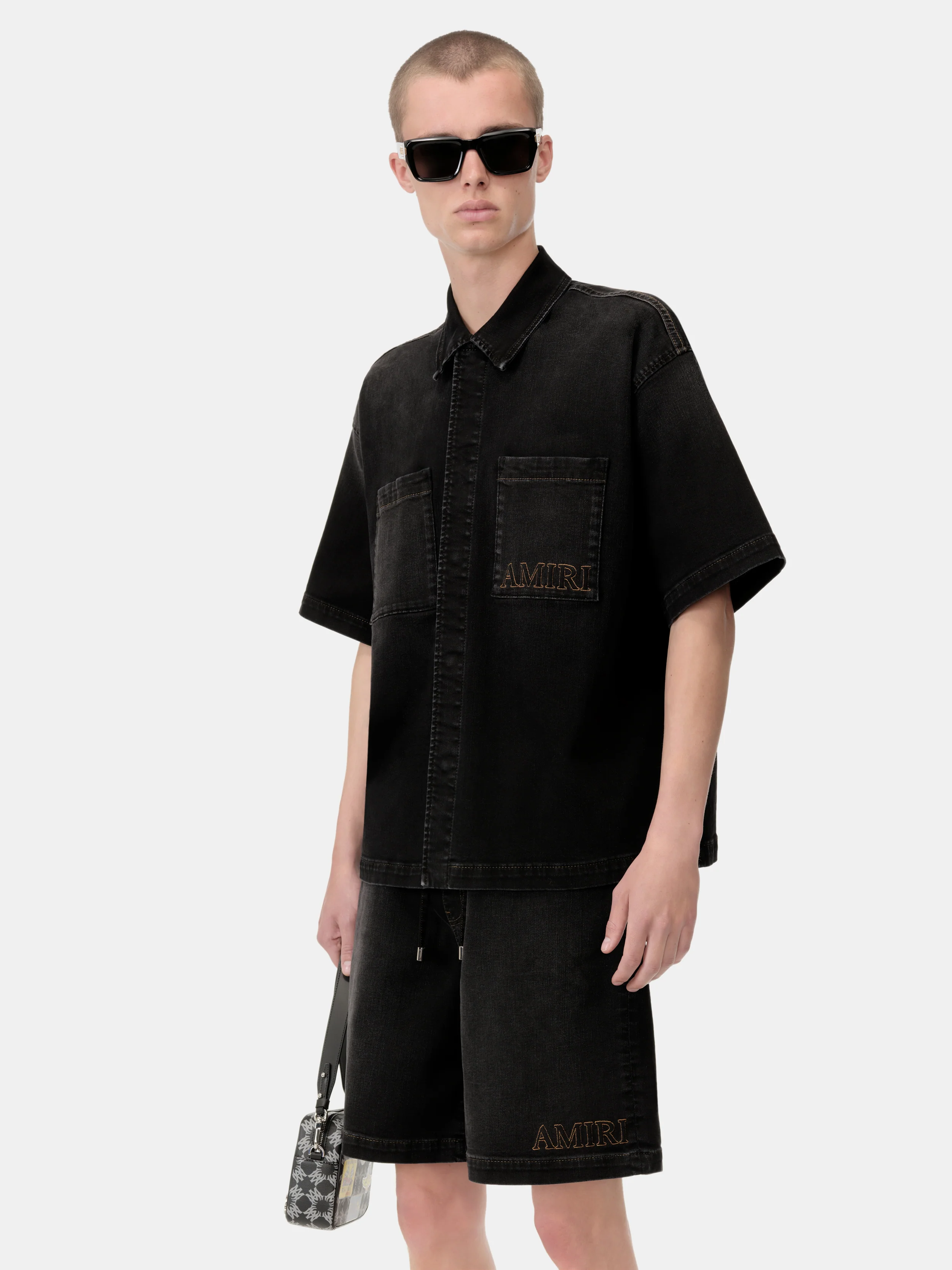 AMIRI 3D SHORT SLEEVE SNAP SHIRT - Vintage Black - Image 4