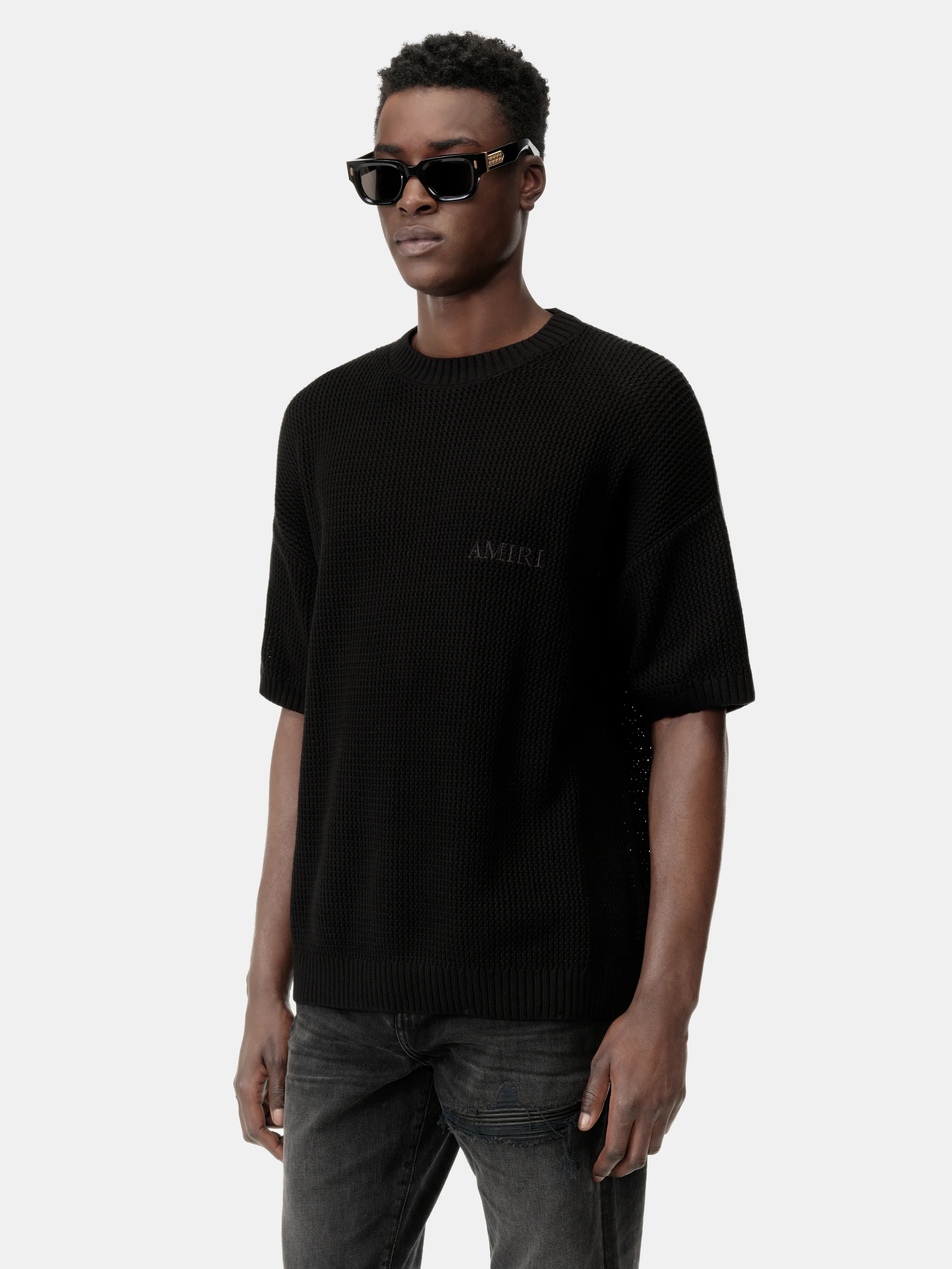 AMIRI CROCHET MESH TSHIRT - Black - Image 4