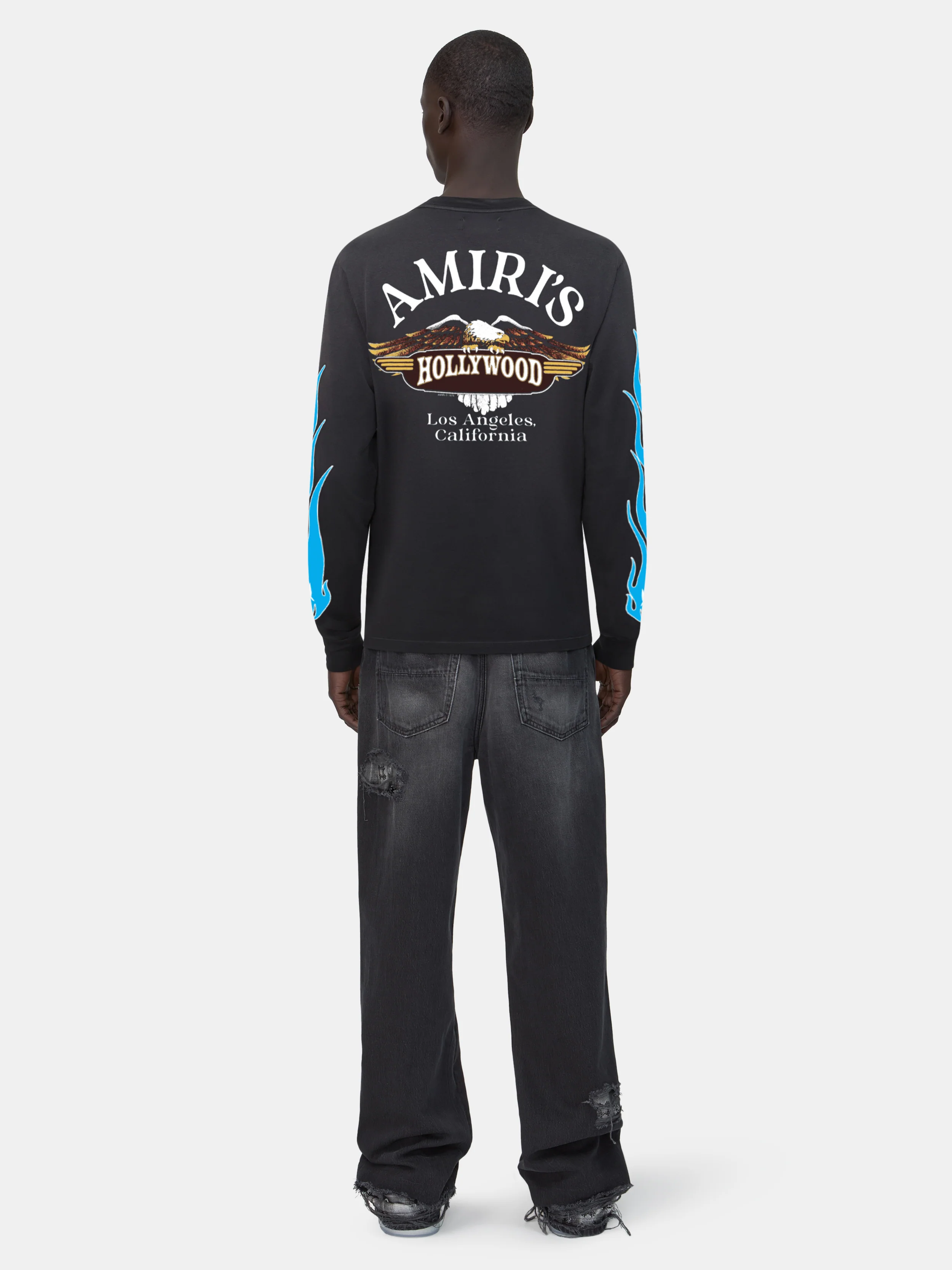 AMIRI EAGLE FLAMES LONG SLEEVE TEE - Black - Image 3