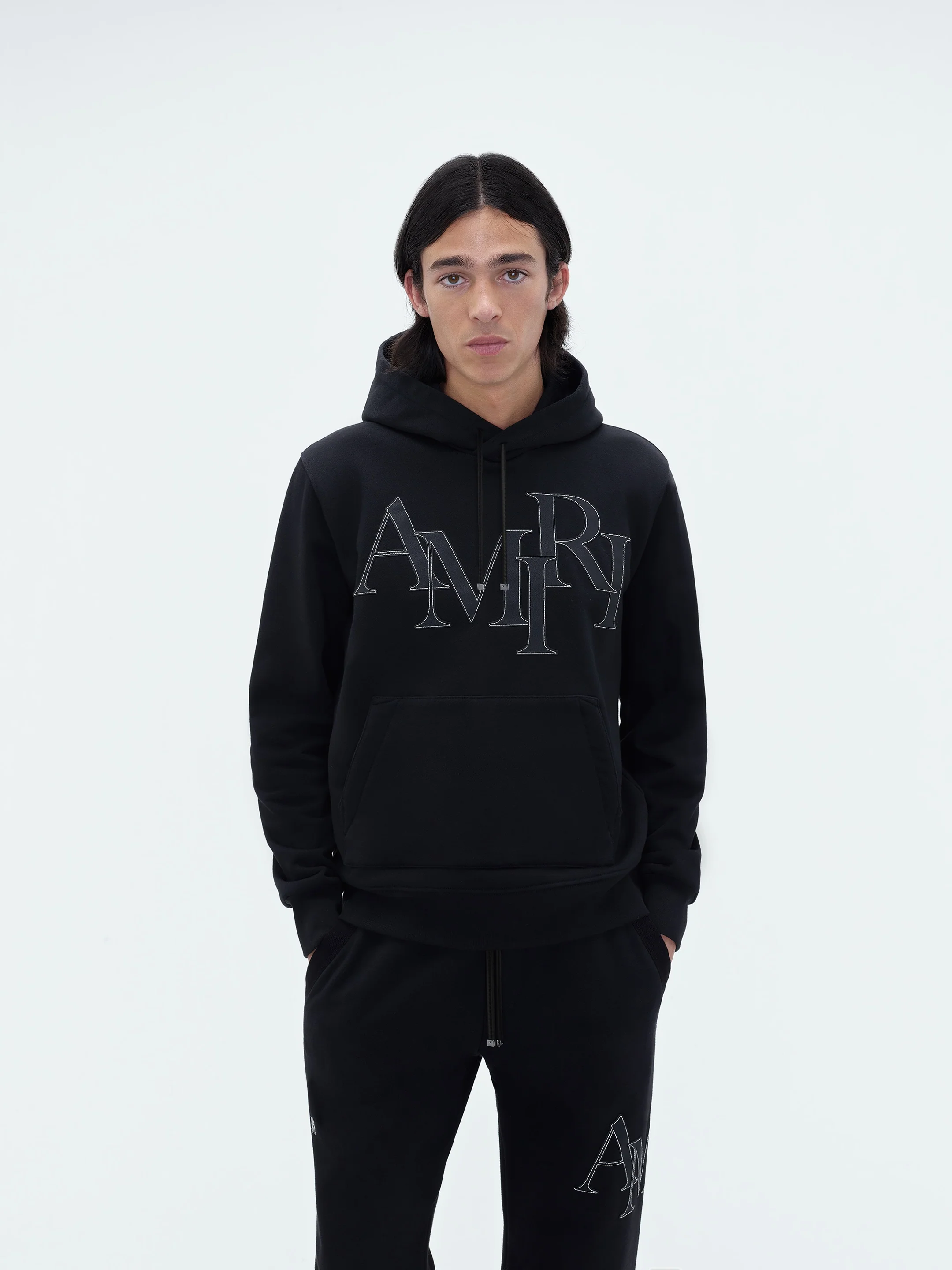 AMIRI STAGGERED LOGO HOODIE - Black - Image 3