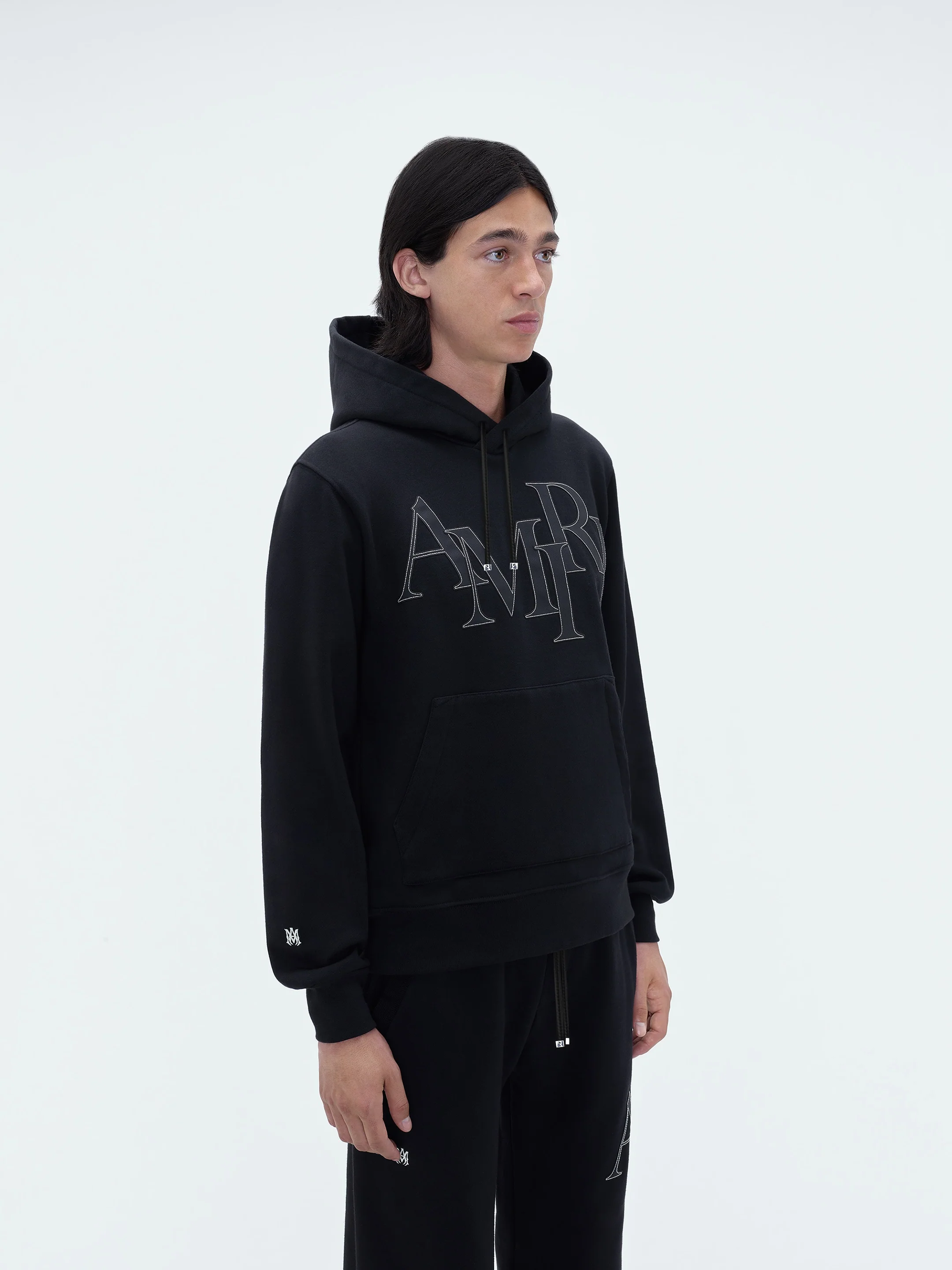 AMIRI STAGGERED LOGO HOODIE - Black - Image 4
