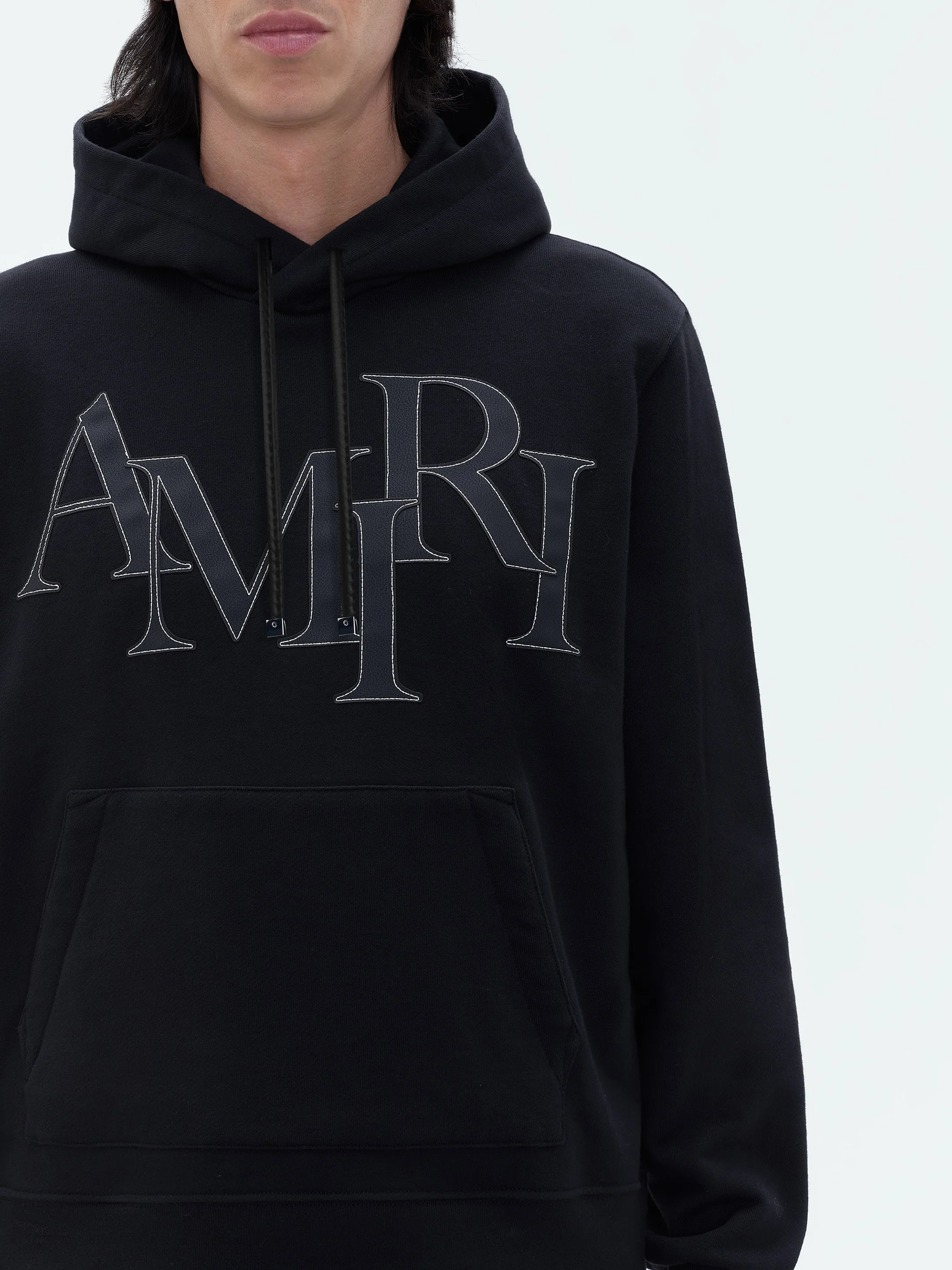 AMIRI STAGGERED LOGO HOODIE - Black - Image 6