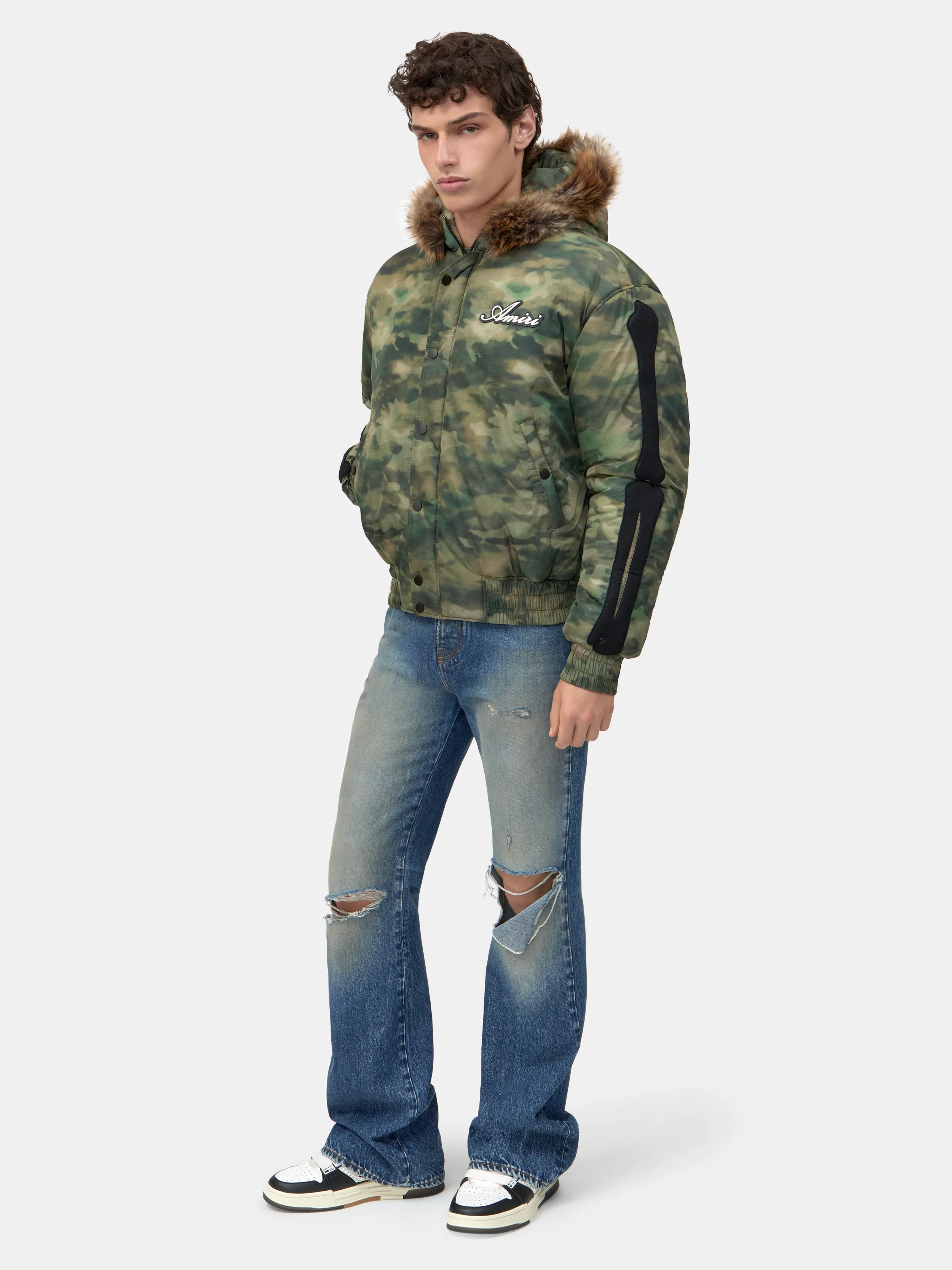 BONES CAMO HOODED DOWN JACKET - Camo - Image 3