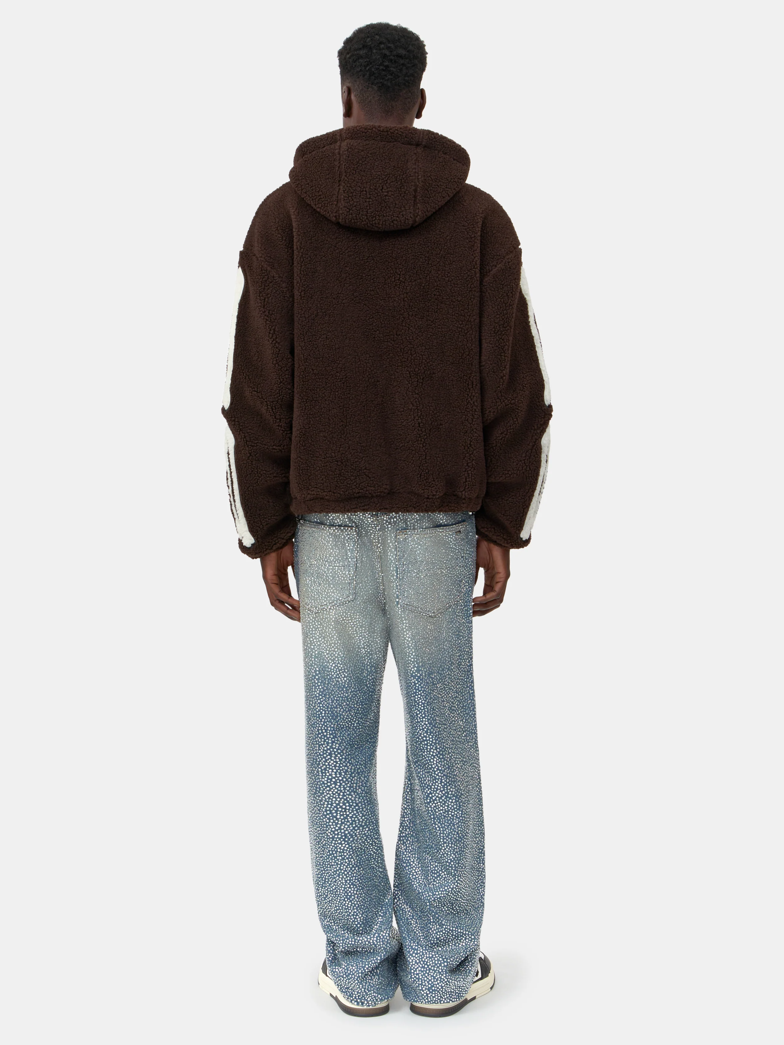 BONES FLEECE ZIP HOODIE - Dark Brown - Image 4