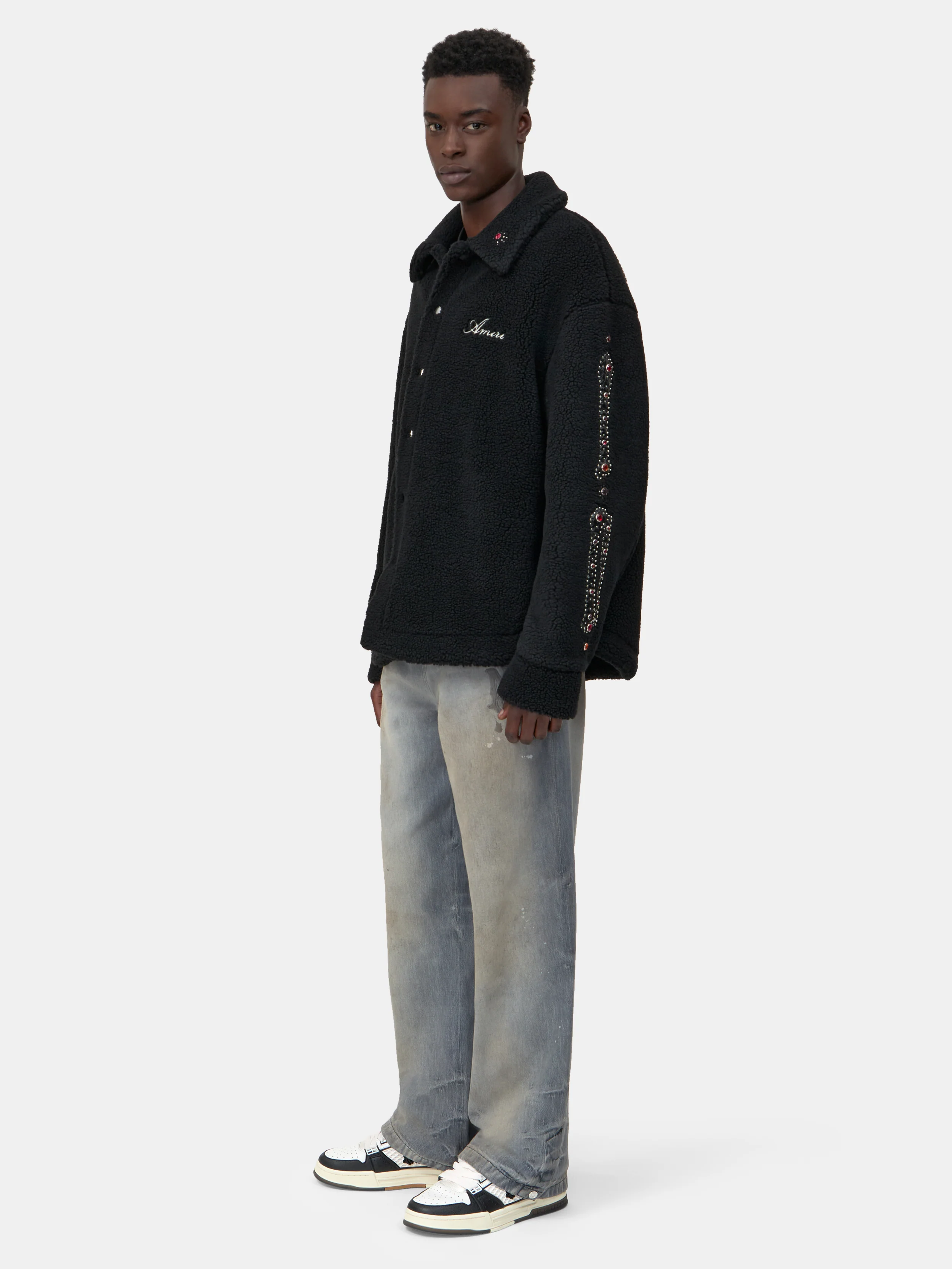BONES STUDDED OVERSHIRT - Black - Image 3