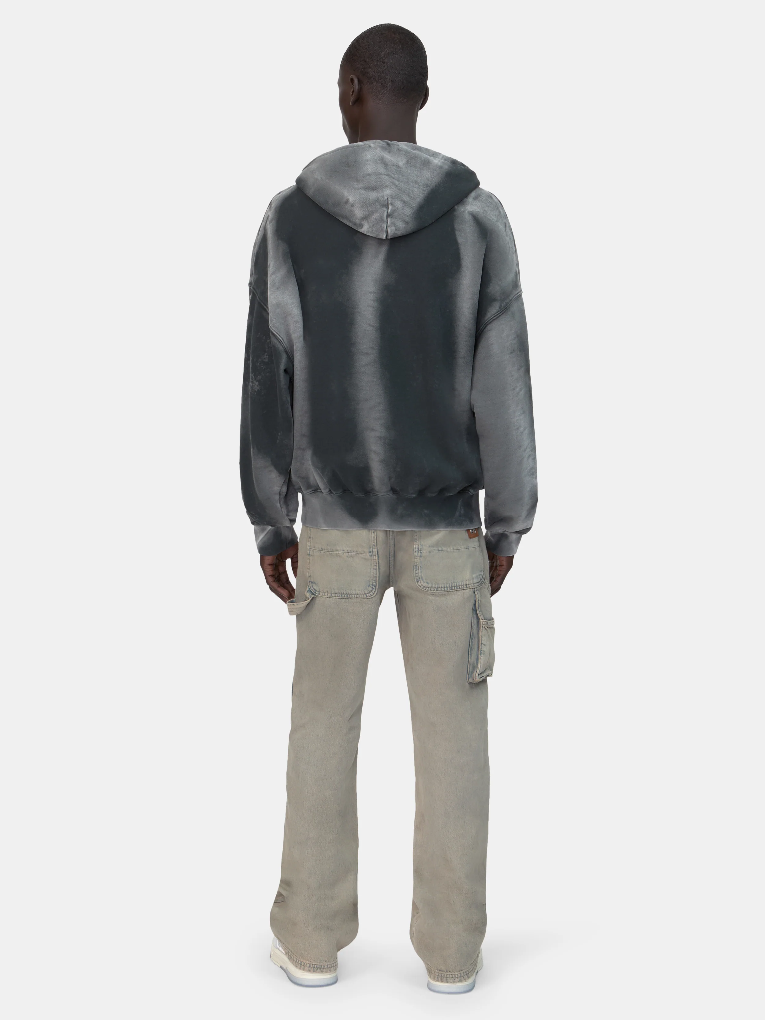 BONES STUDDED OVERSIZED ZIP HOODIE - Black - Image 4