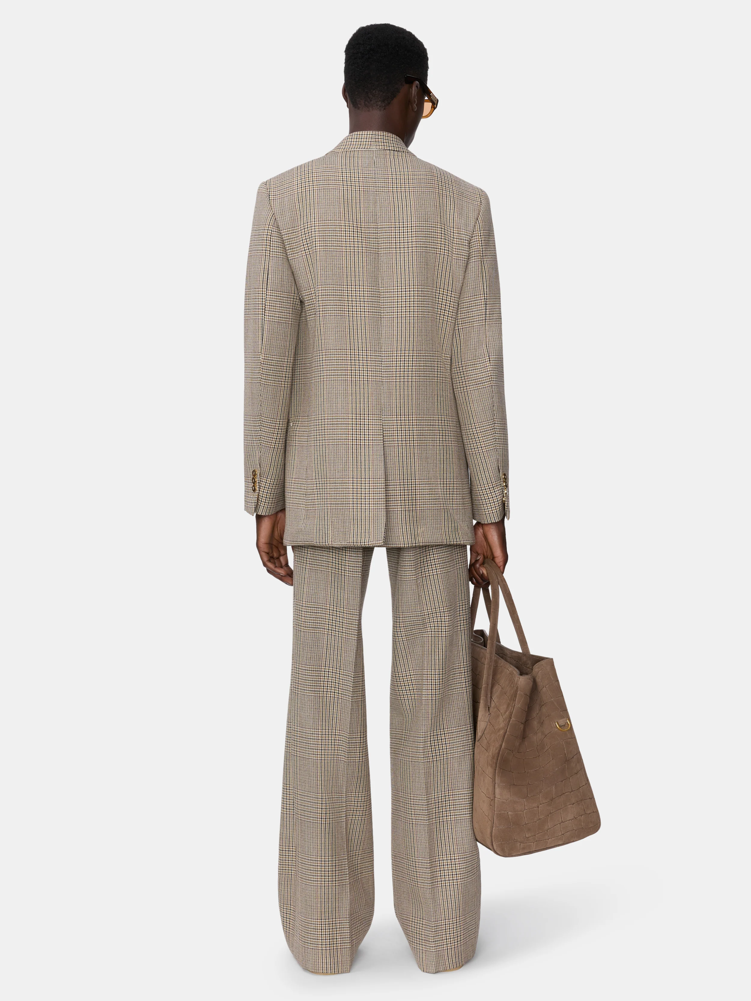 CHECK BOOT CUT PANT - Taupe - Image 4