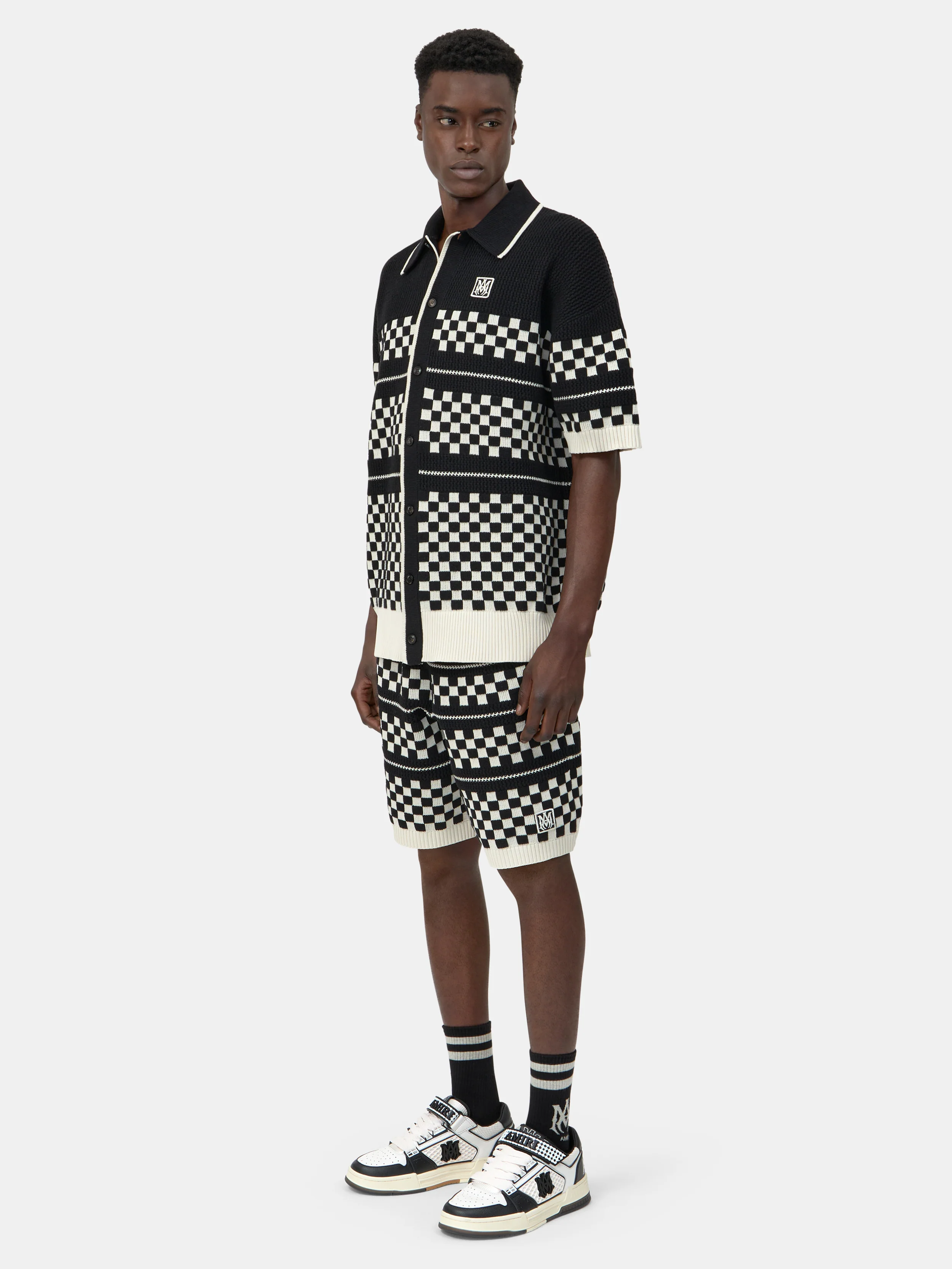 CHECKERED MESH SHIRT - Black - Image 3