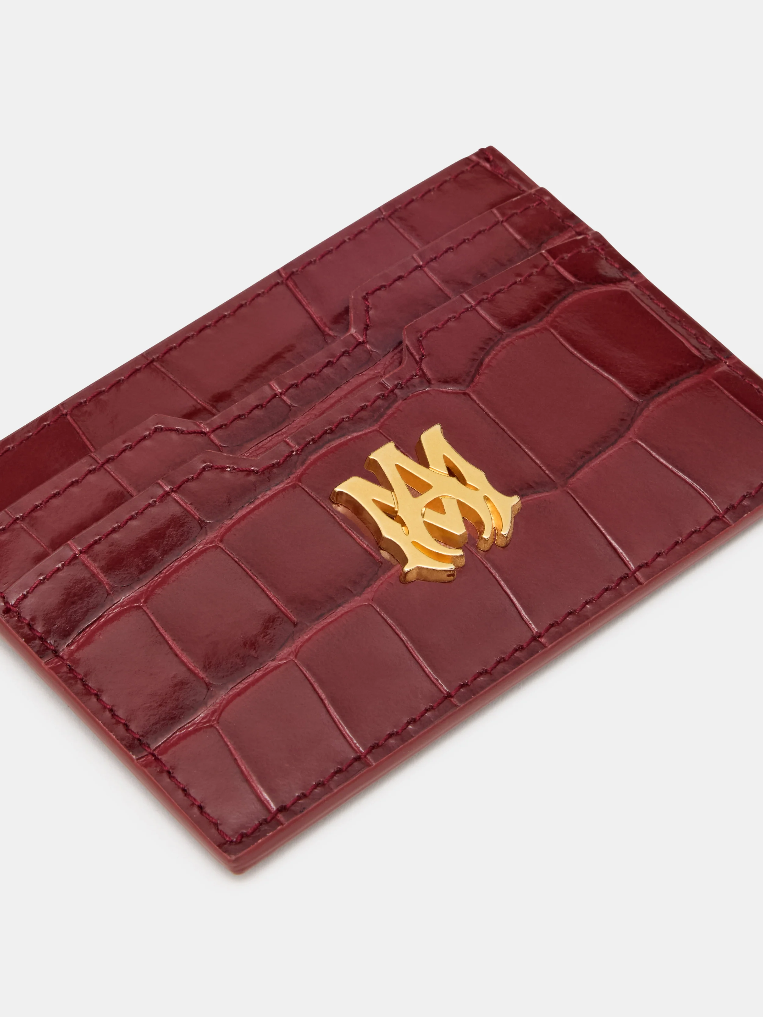 CROC EMBOSSED CARD HOLDER - WINE - Image 3