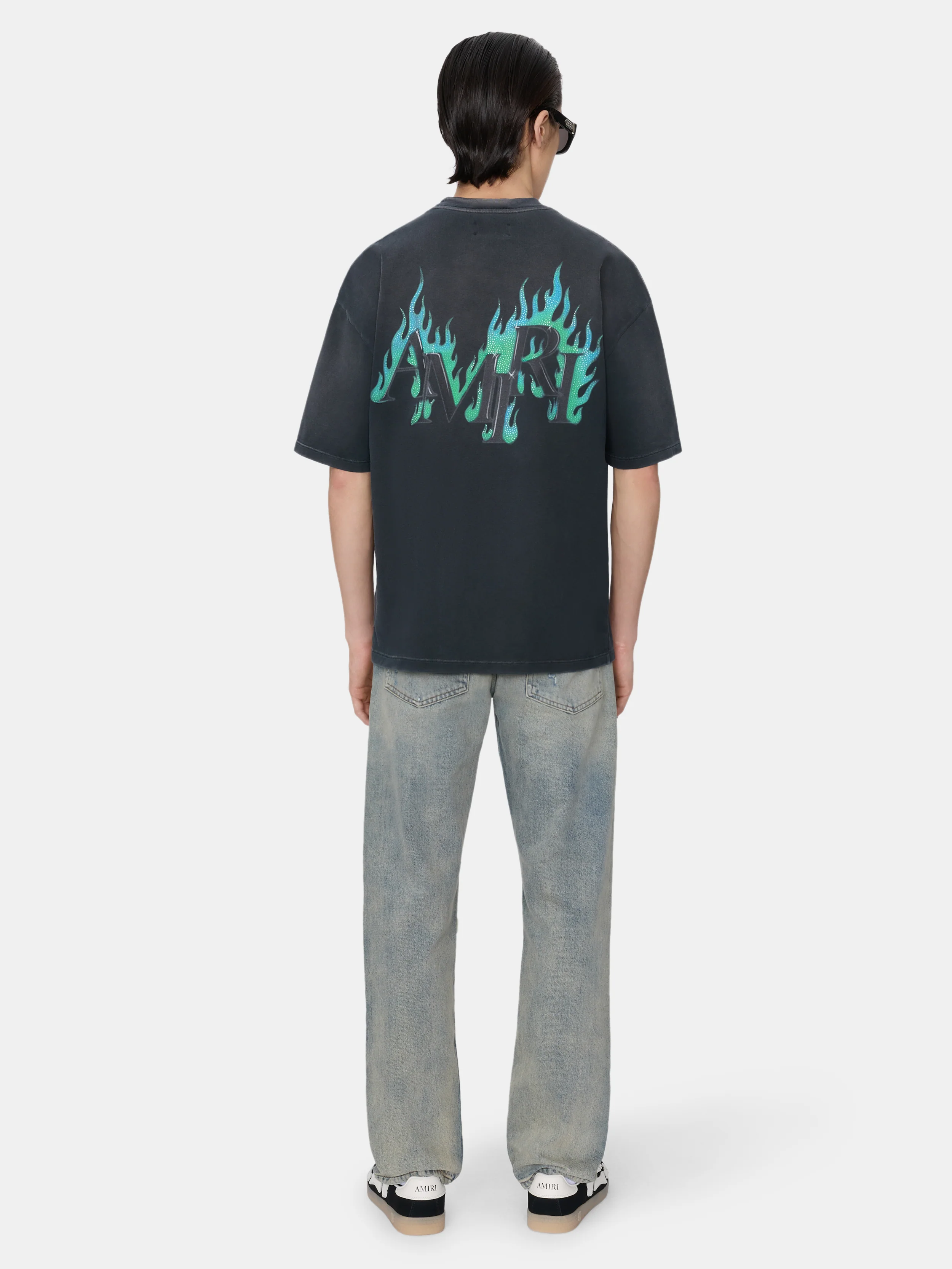 CRYSTAL AMIRI FLAMES OVERSIZED TEE - Black - Image 4