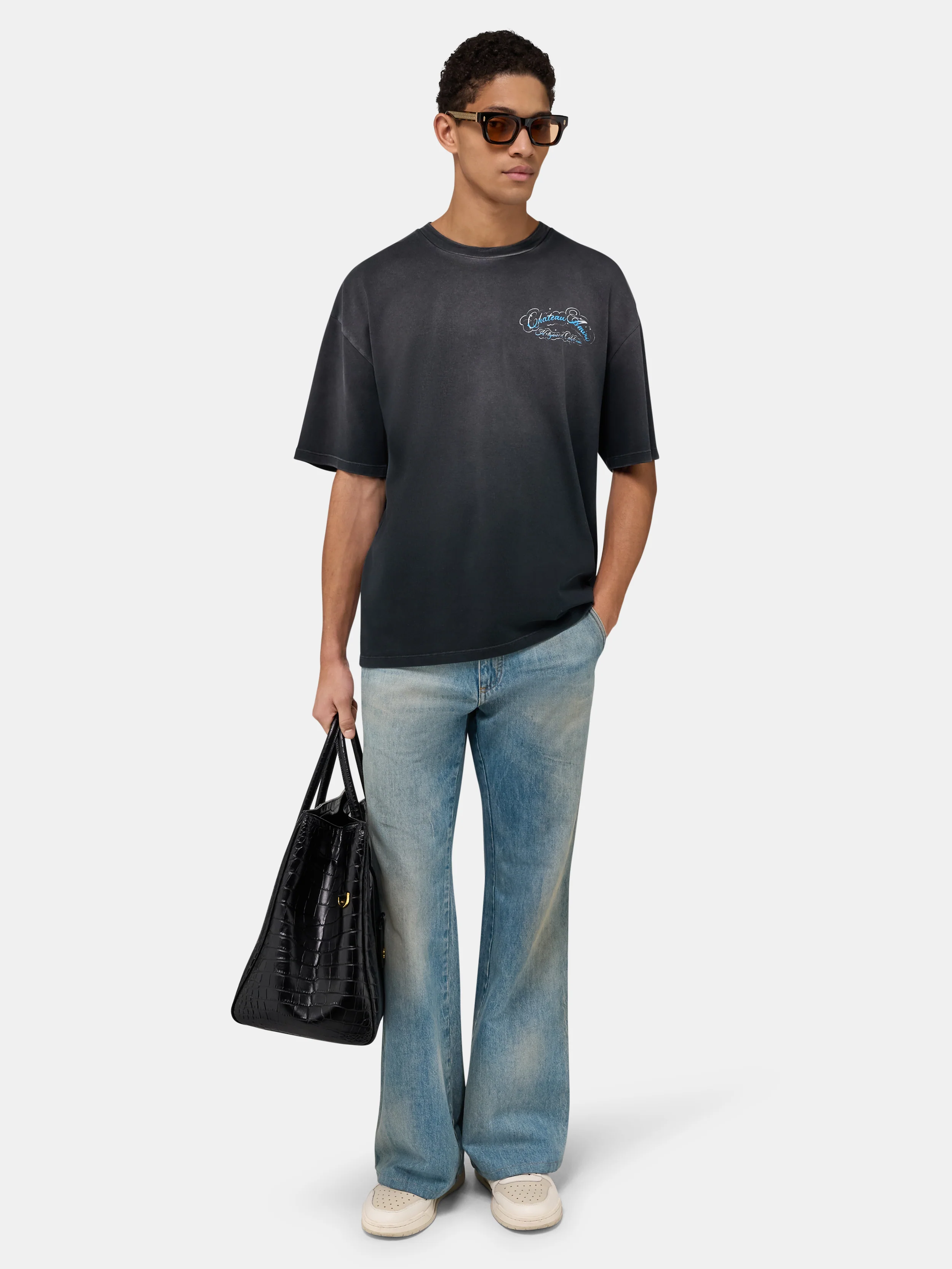 CRYSTAL CHATEAU SCRIPT OVERSIZED TEE - Black - Image 2