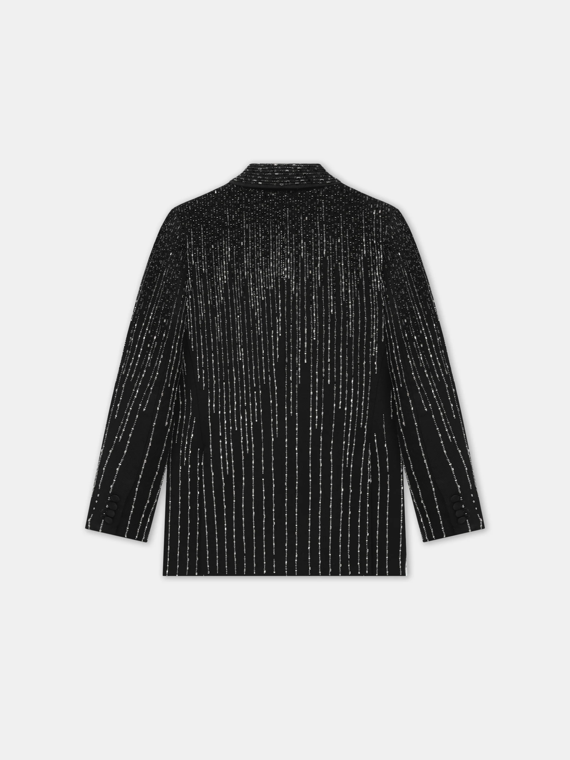 CRYSTAL STRIPE DOUBLE-BREASTED BLAZER - Black - Image 3