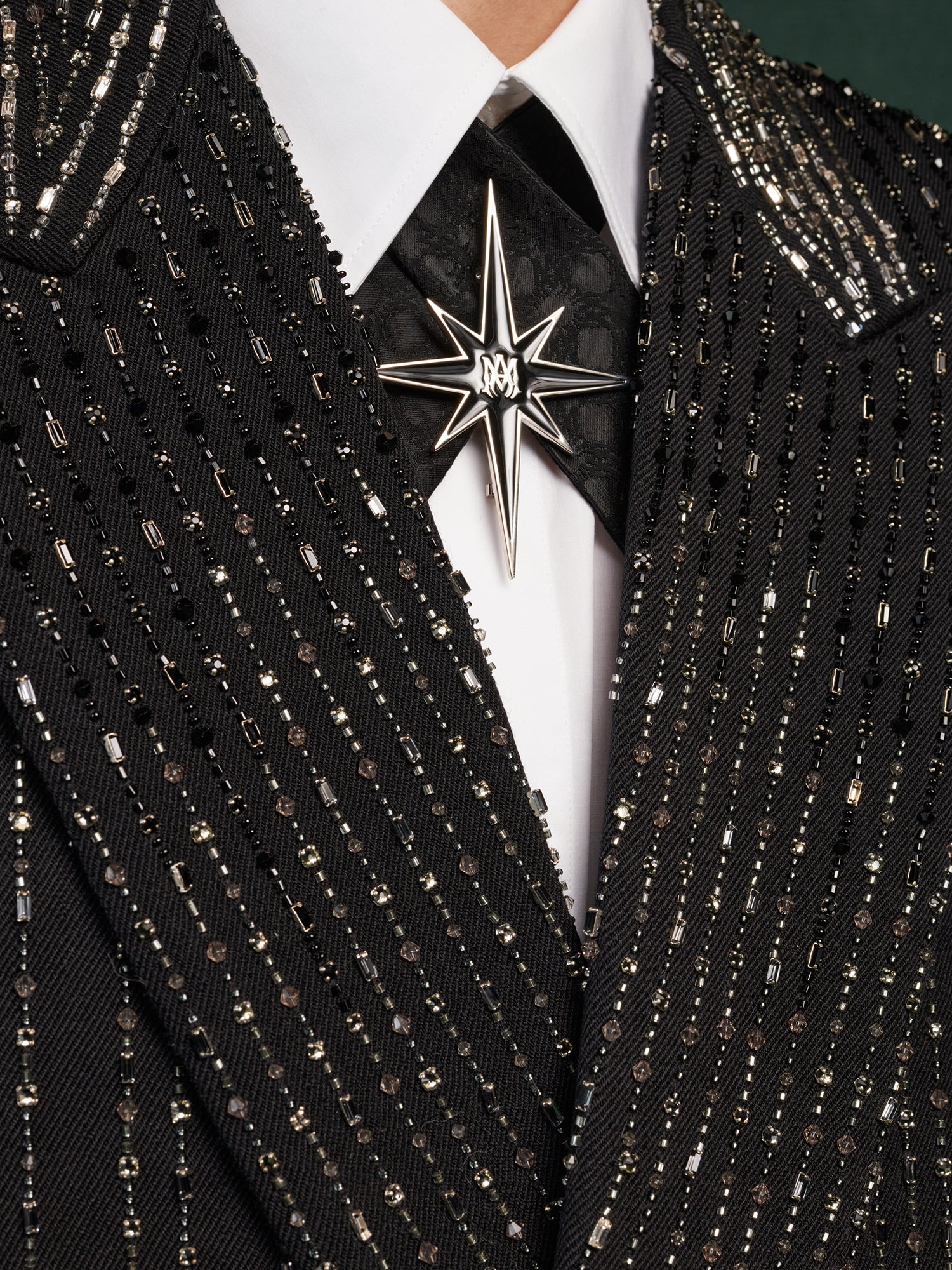 CRYSTAL STRIPE DOUBLE-BREASTED BLAZER - Black - Image 6