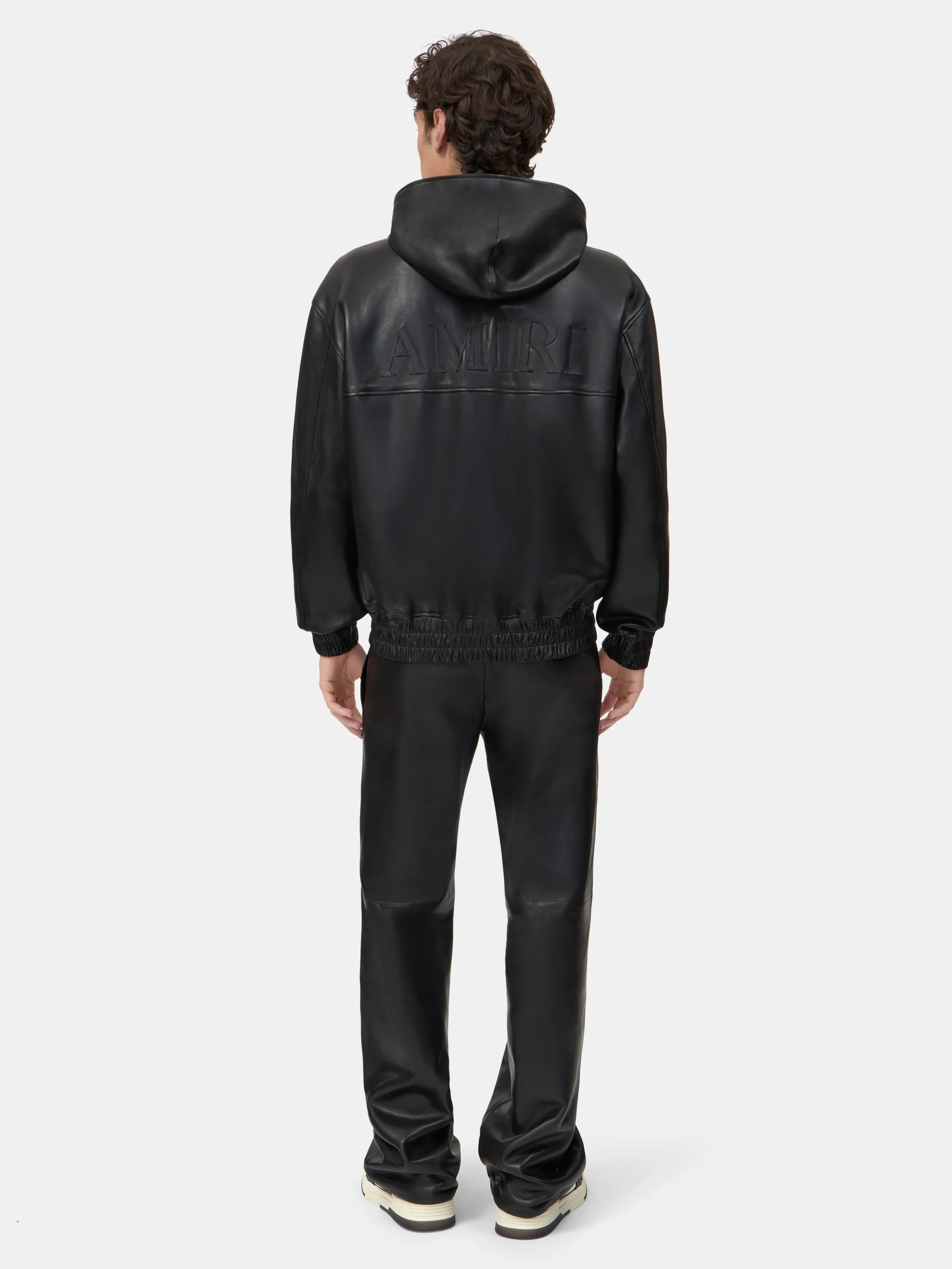 LEATHER TRACK PANT - Black - Image 4