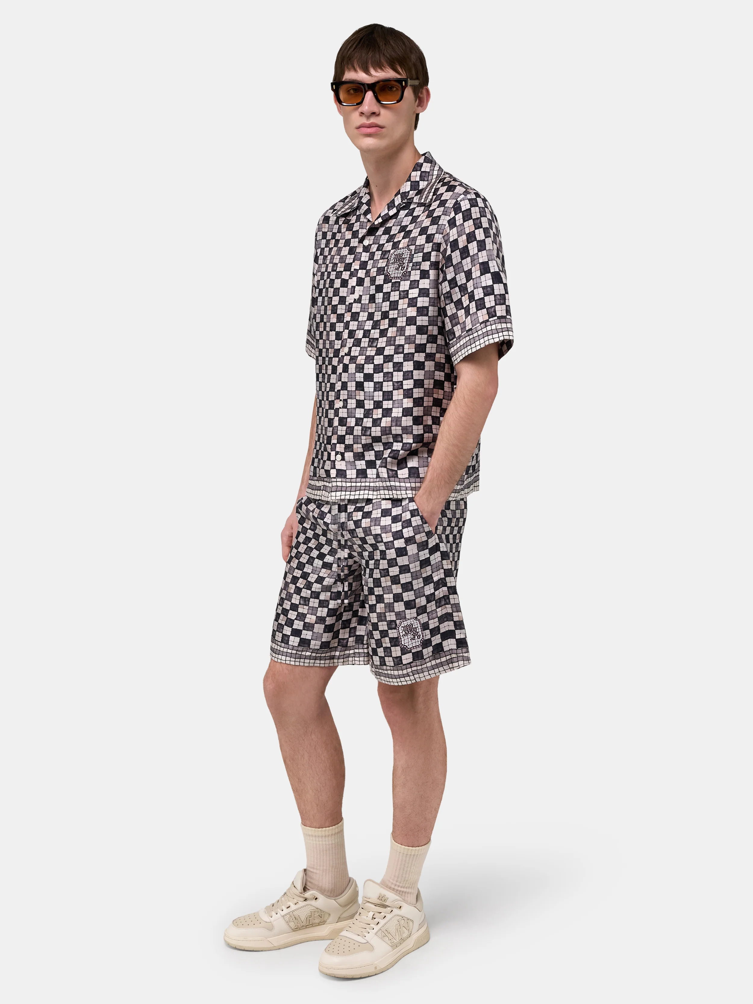 MA CHECKERED BOWLING SHIRT - Taupe - Image 3