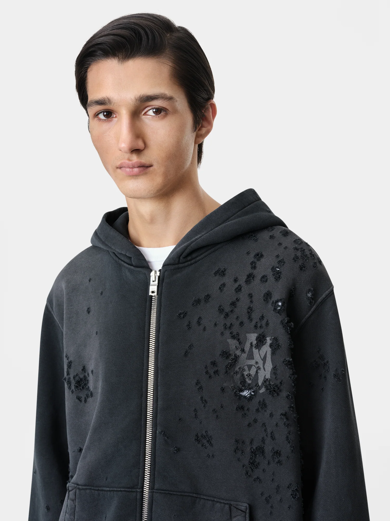 MA LOGO SHOTGUN ZIP HOODIE - Faded Black - Image 5