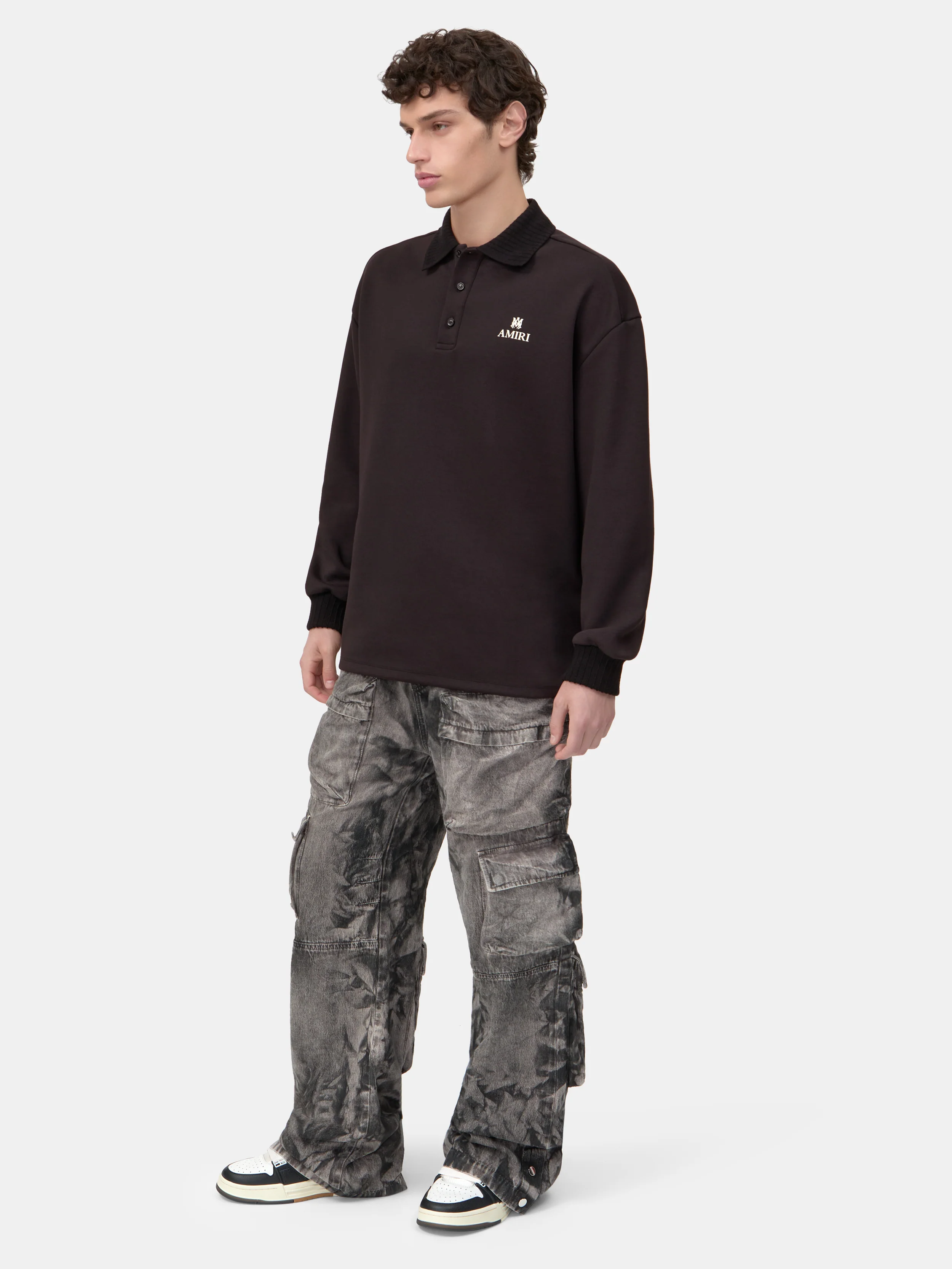 MA OVERSIZED LONG SLEEVE POLO - Black - Image 3
