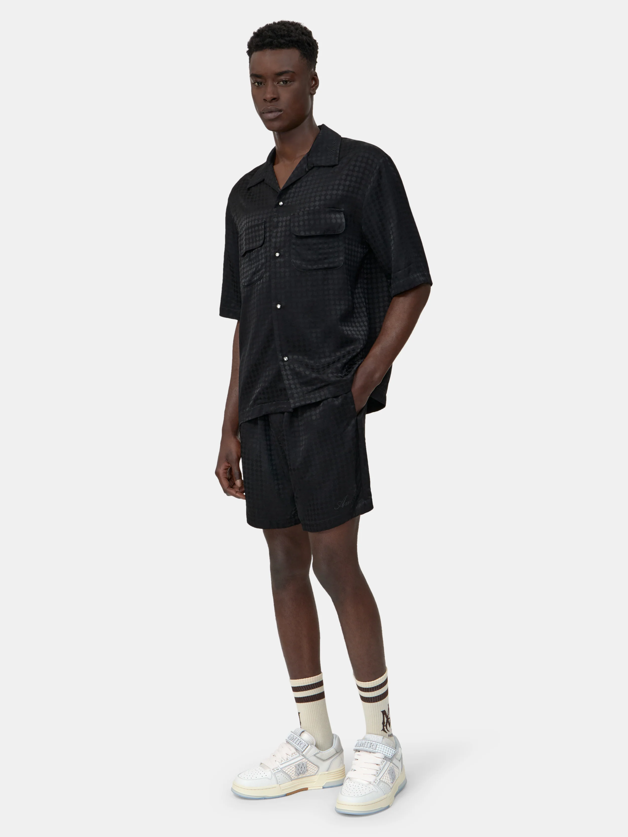 MA QUAD JACQUARD CAMP SHIRT - Black - Image 3