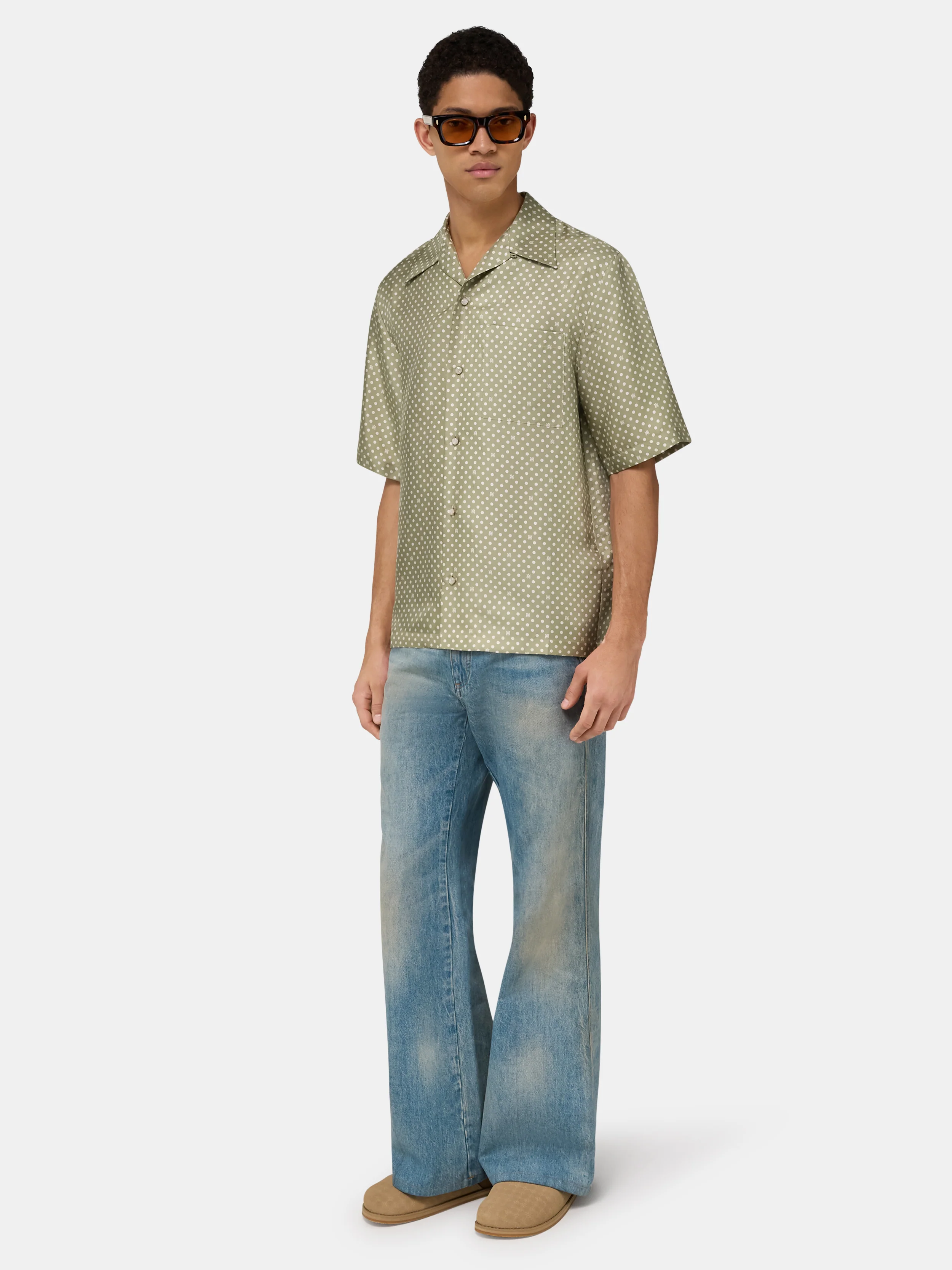 POLKA DOT CAMP SHIRT - Green Tea - Image 3
