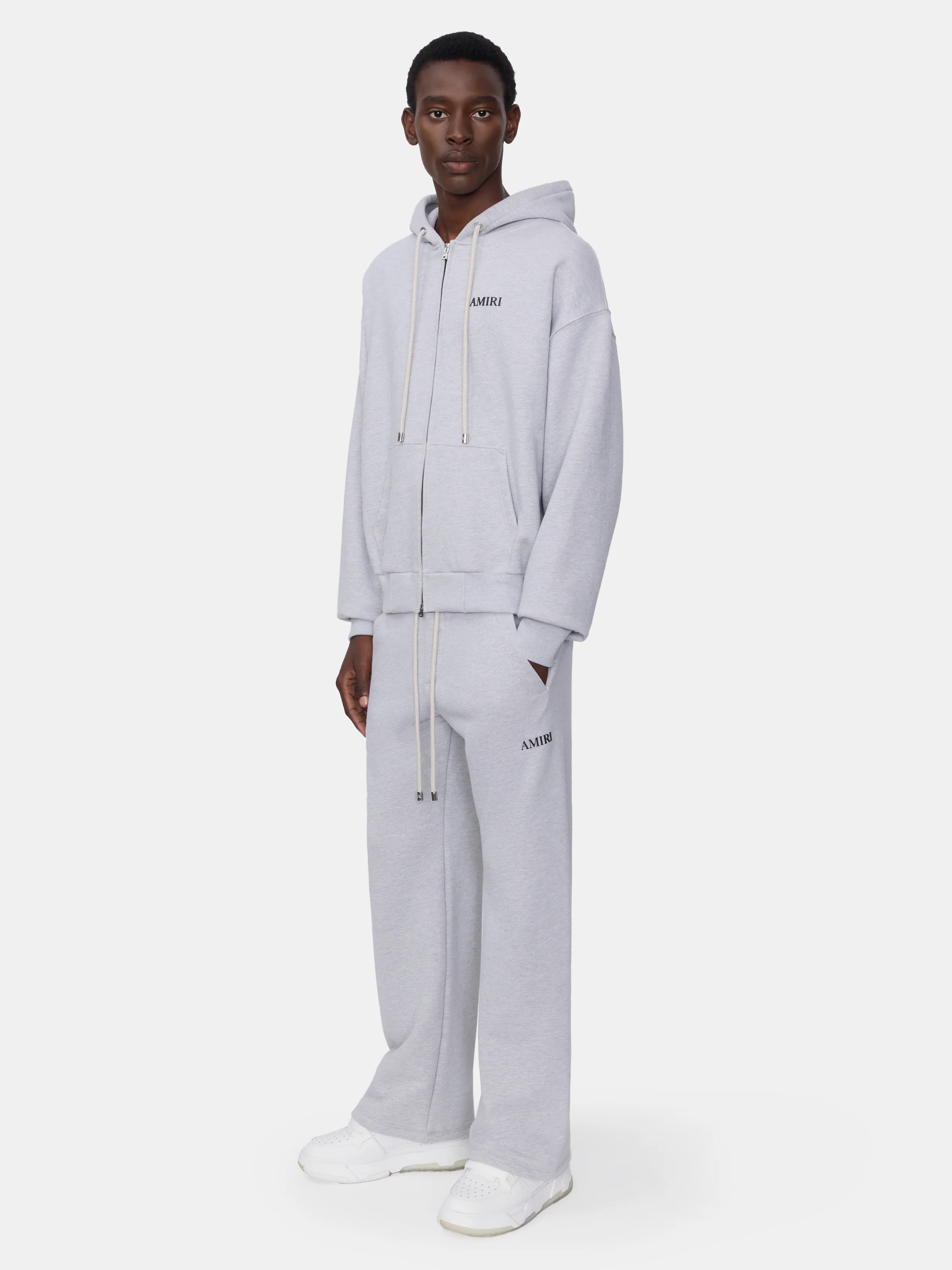 RELAXED ZIP UP HOODIE - HEATHER GREY - Image 3