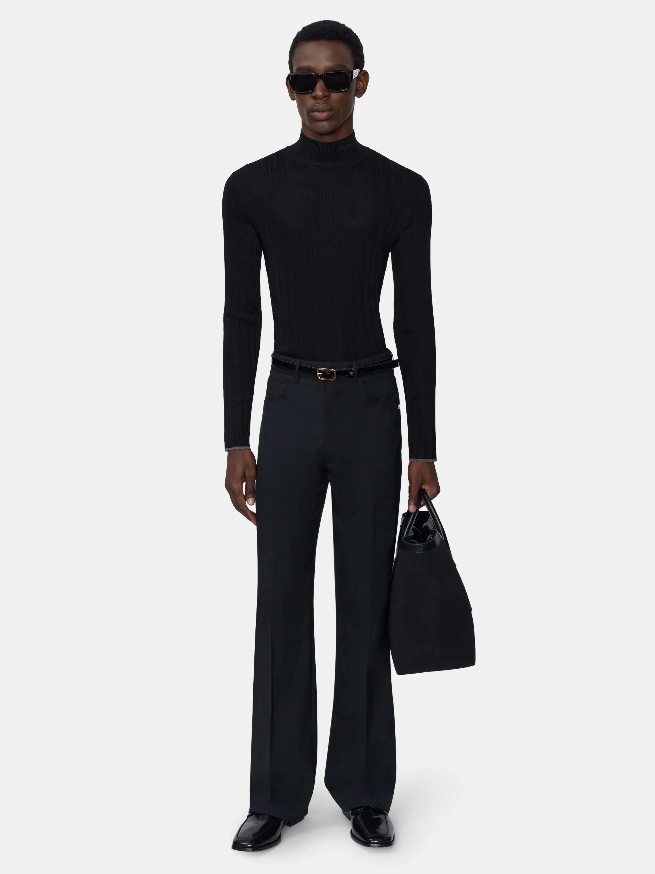 SCRIPT MOCK NECK SWEATER - BLACK - Image 2