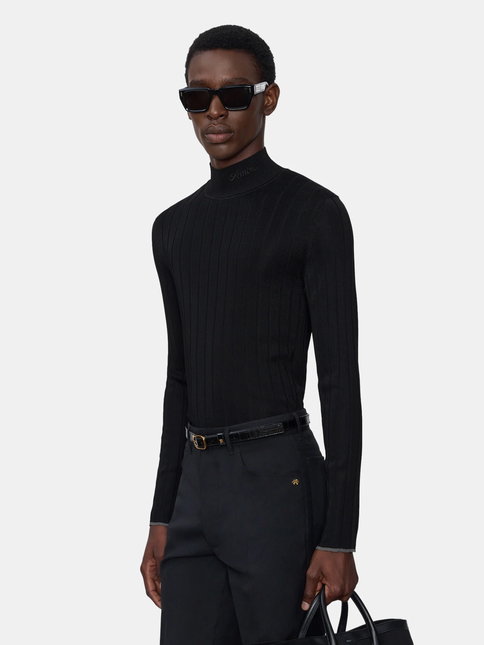 SCRIPT MOCK NECK SWEATER - BLACK - Image 3