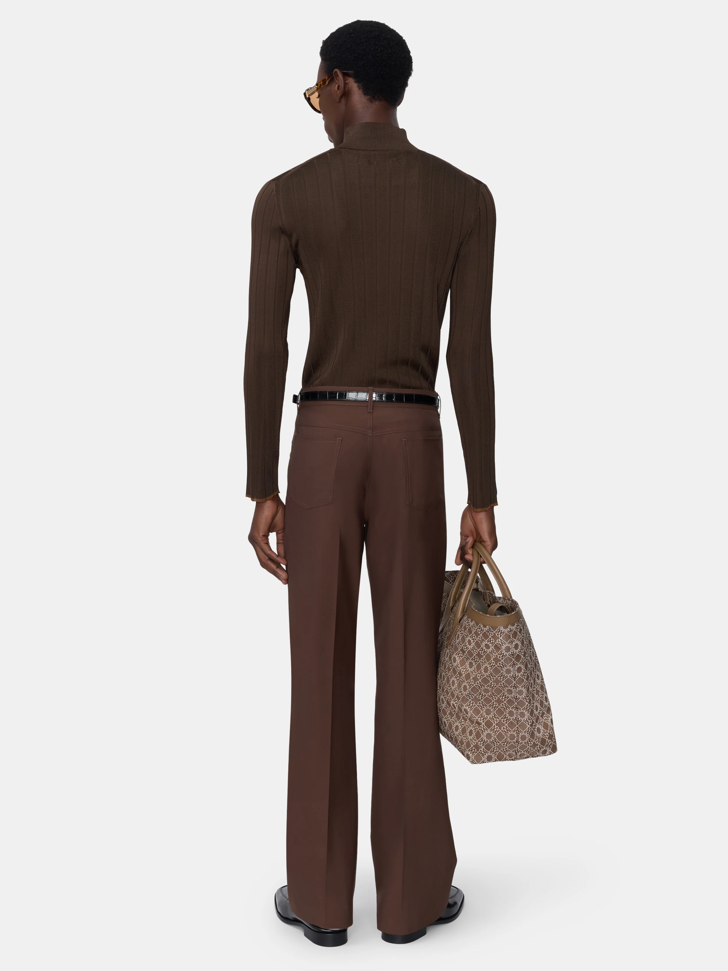 SCRIPT MOCK NECK SWEATER - DARK BROWN - Image 4