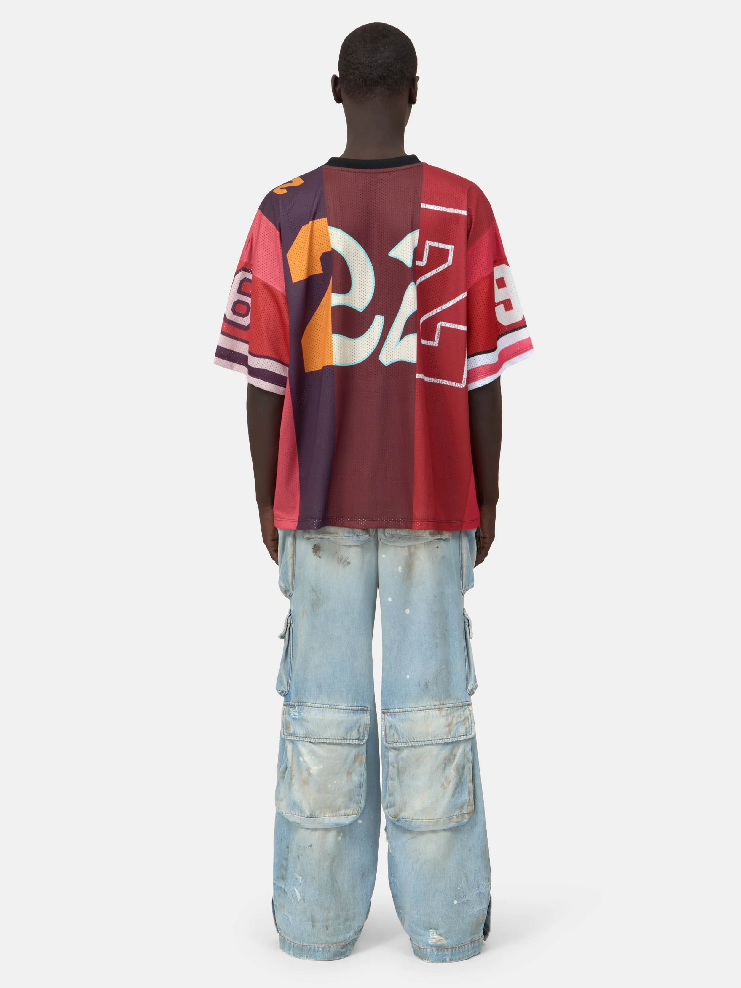 SPLICED OVERSIZED MESH TEE - Red - Image 4