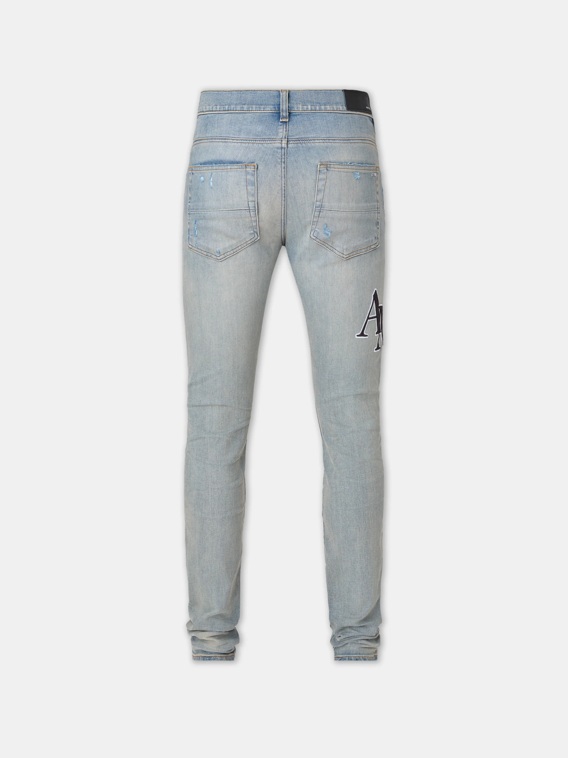 STAGGERED EMBROIDERED LOGO JEAN - Antique Indigo - Image 3