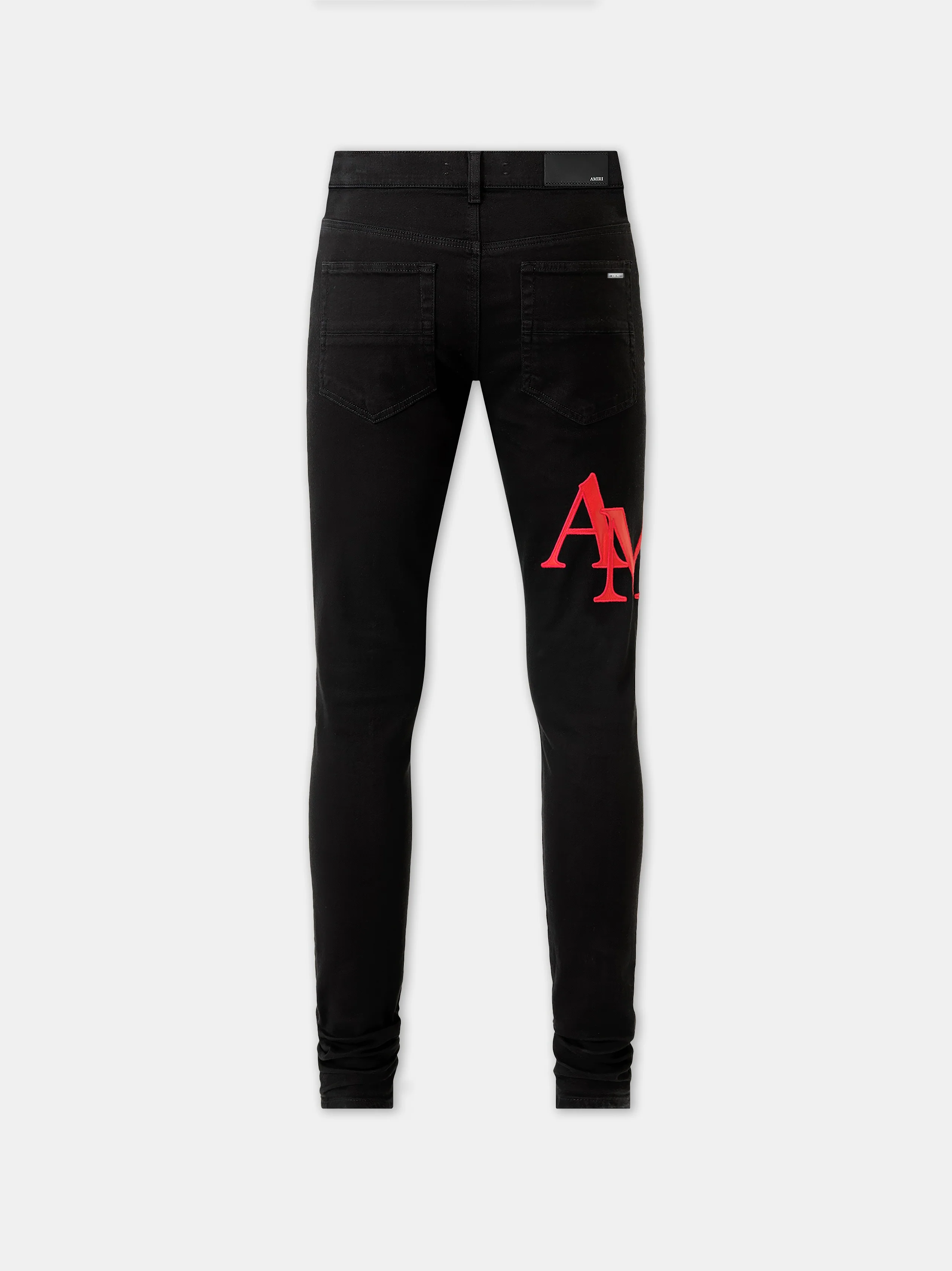 STAGGERED LOGO SKINNY JEAN- Black Red - Image 4
