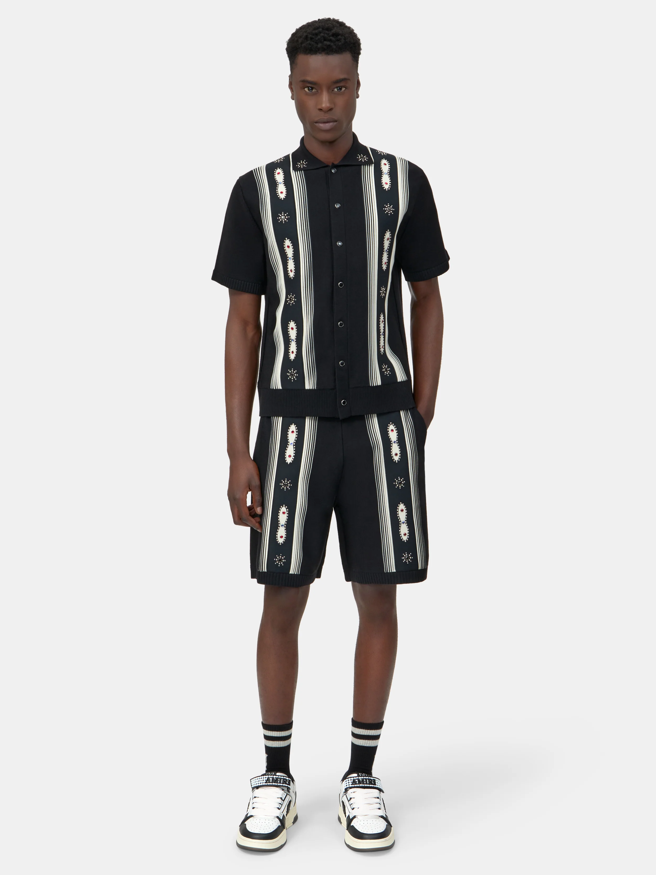 STUD STRIPE SHORT - Black - Image 2