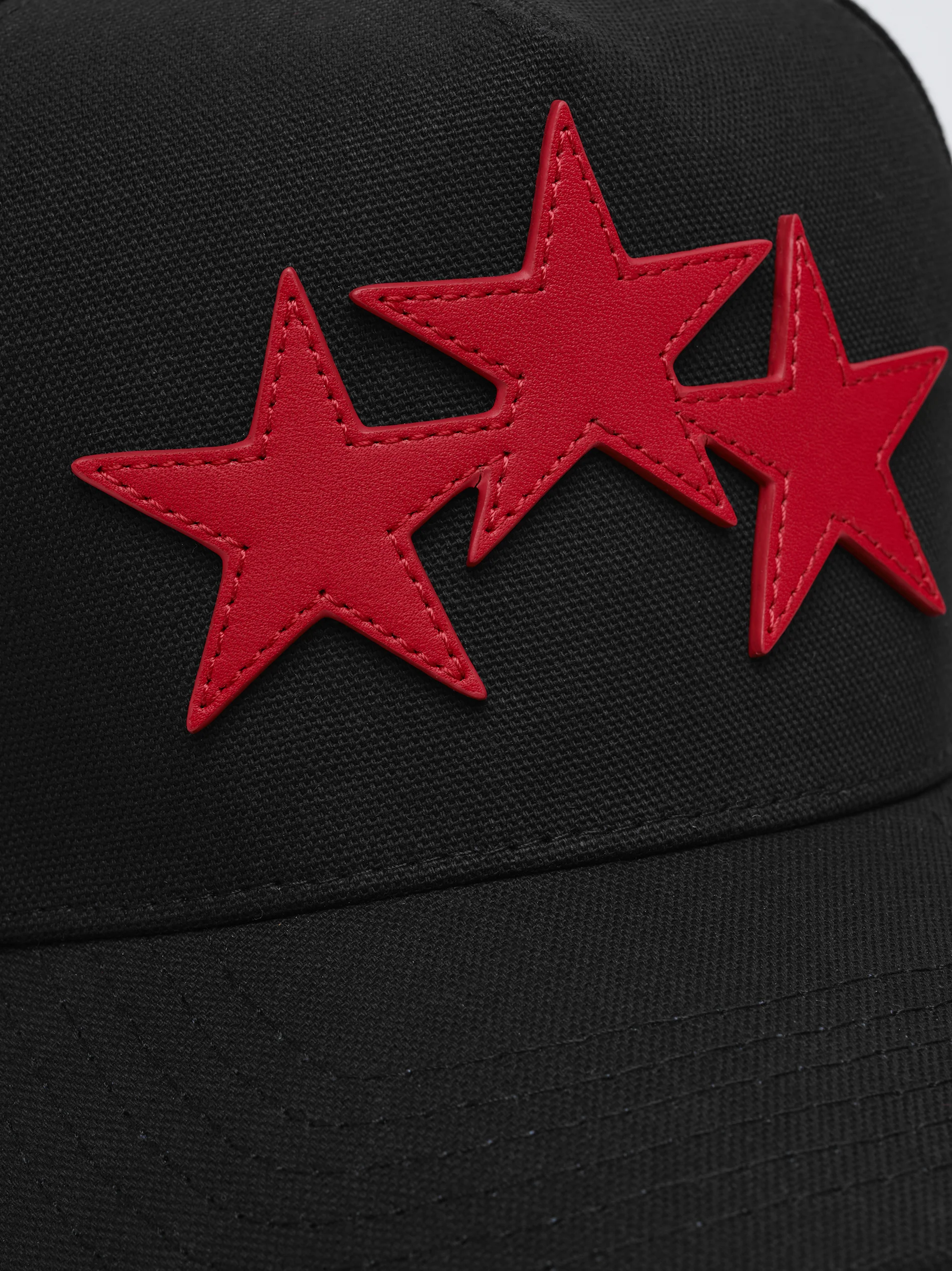 THREE STAR STAGGERED AMIRI FULL CANVAS HAT - Black Red - Image 4