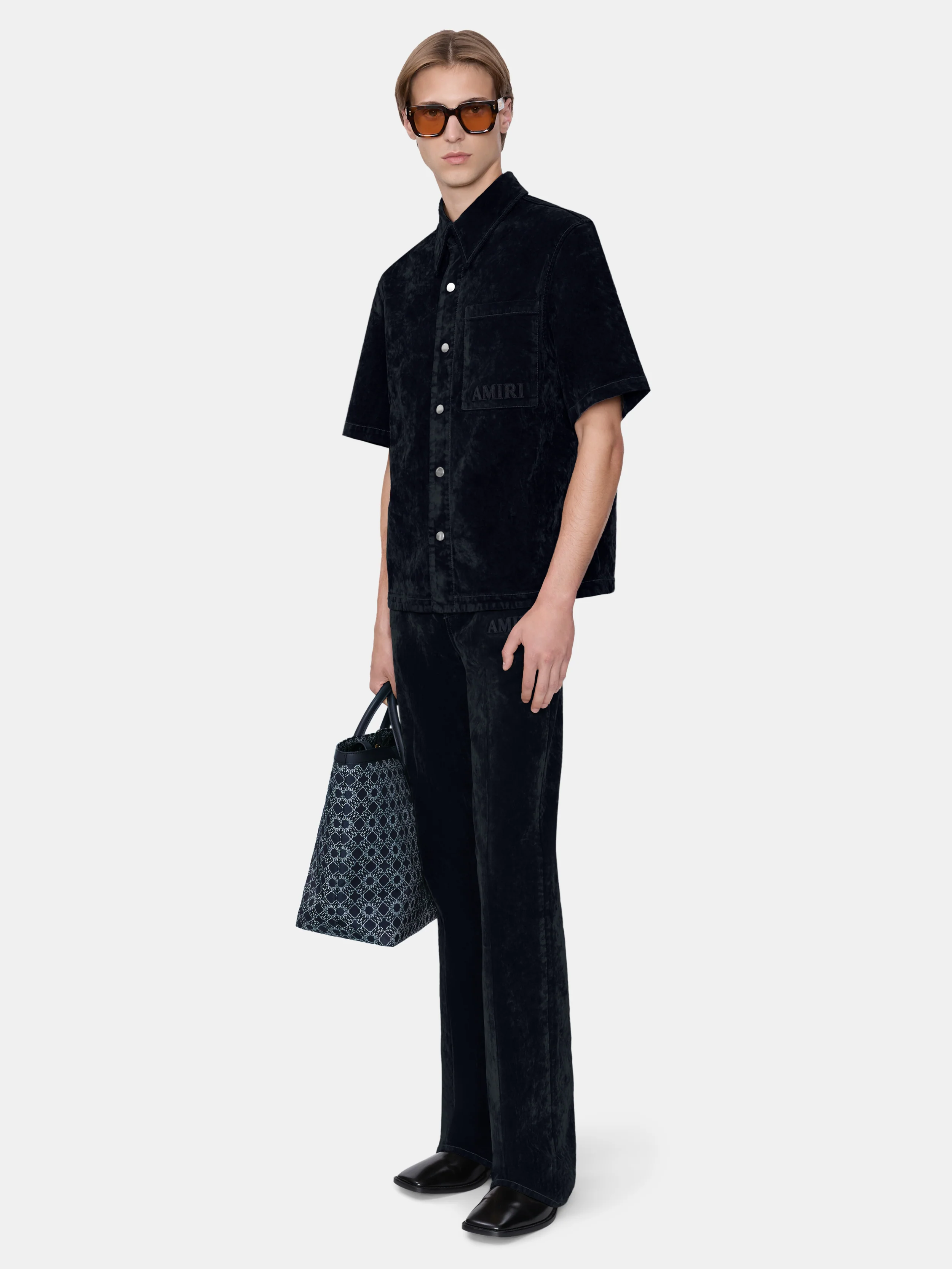 VELVET CAMP SHIRT - BLACK - Image 3