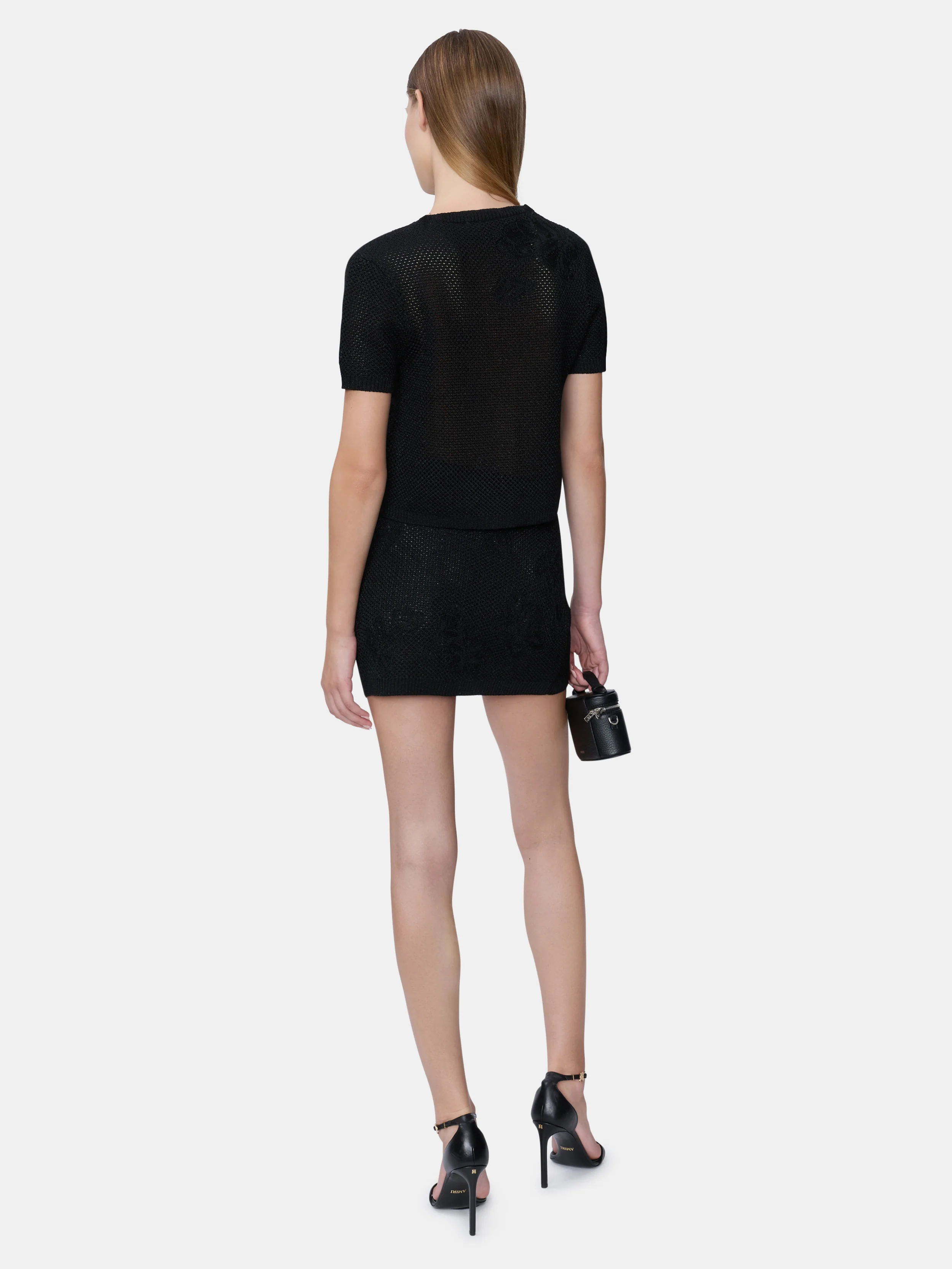 WOMEN - WOMEN'S FLORAL CROCHET MINI SKIRT - Black - Image 4