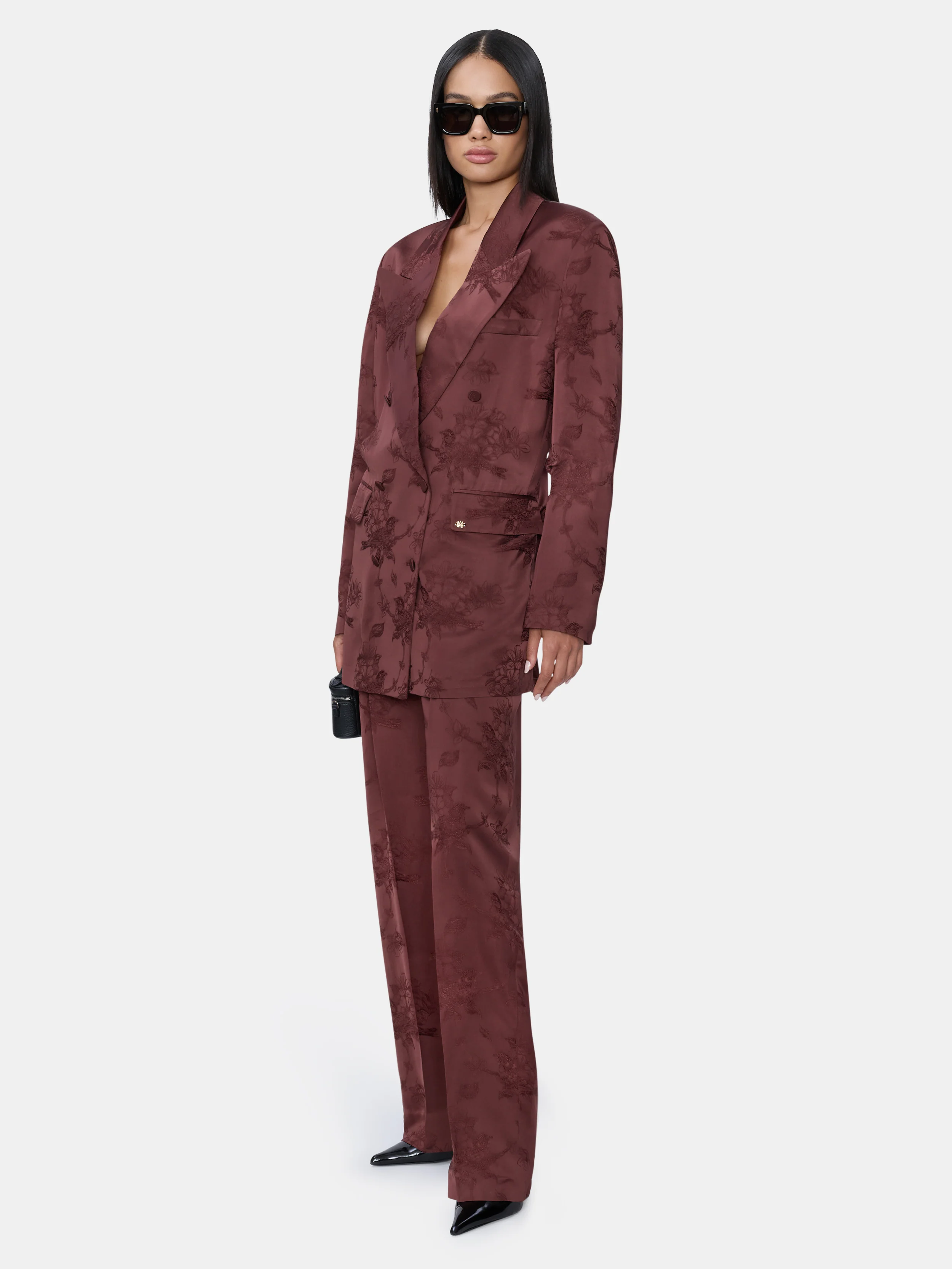WOMEN - WOMEN'S FLORAL DOUBLE PLEATED PANT - Tobacco - Image 3