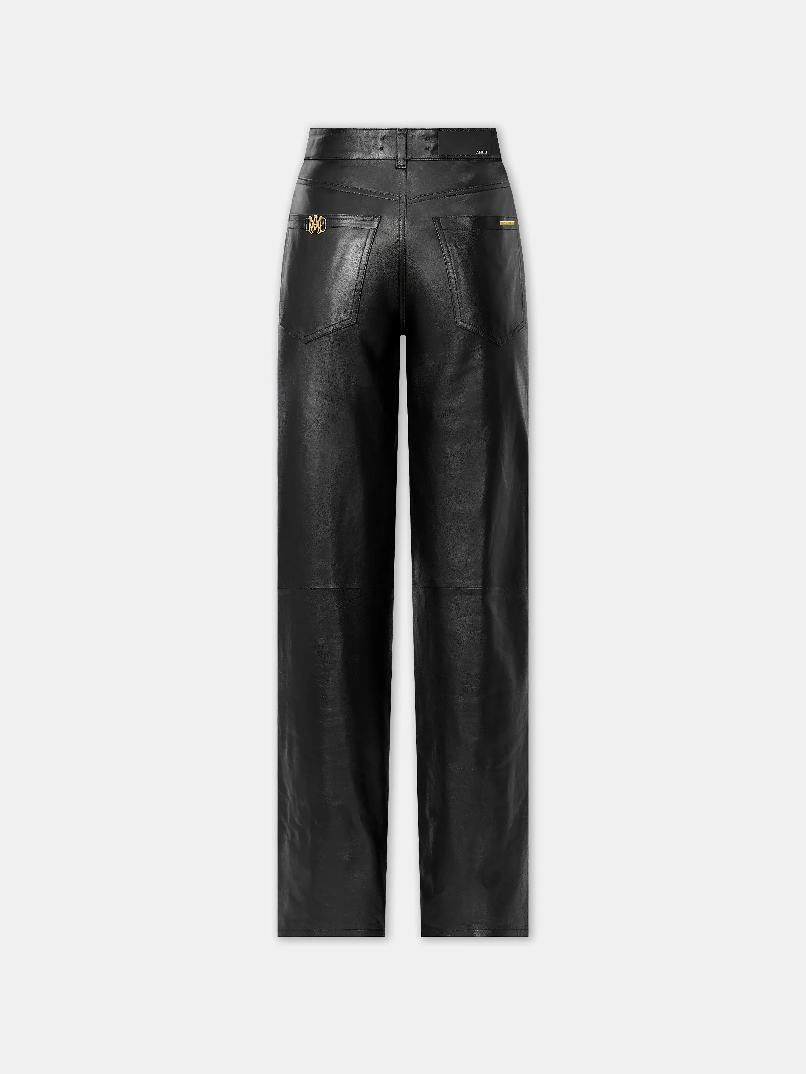 WOMEN - WOMEN'S LEATHER STRAIGHT PANT - Black - Image 3