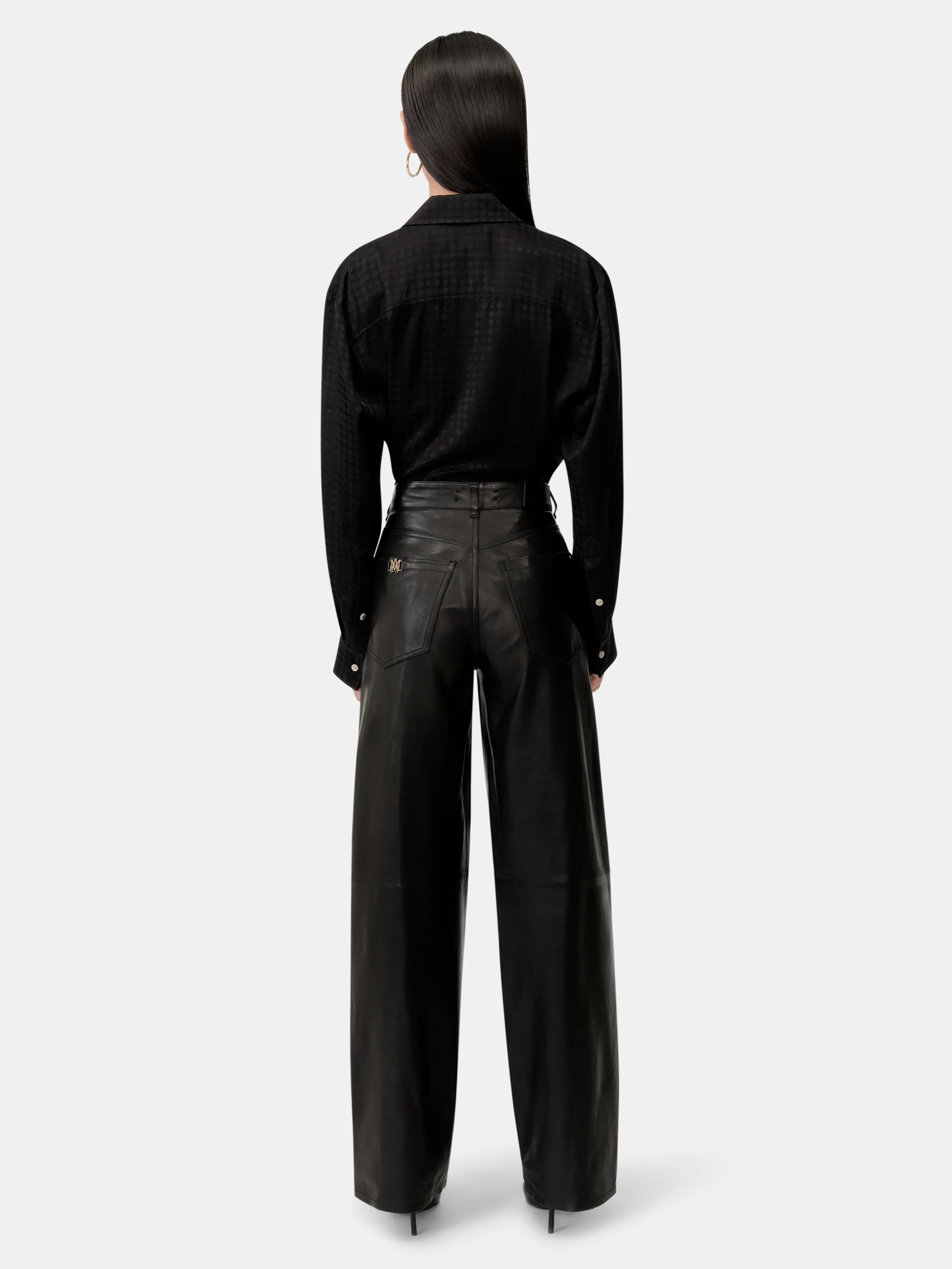 WOMEN - WOMEN'S LEATHER STRAIGHT PANT - Black - Image 5