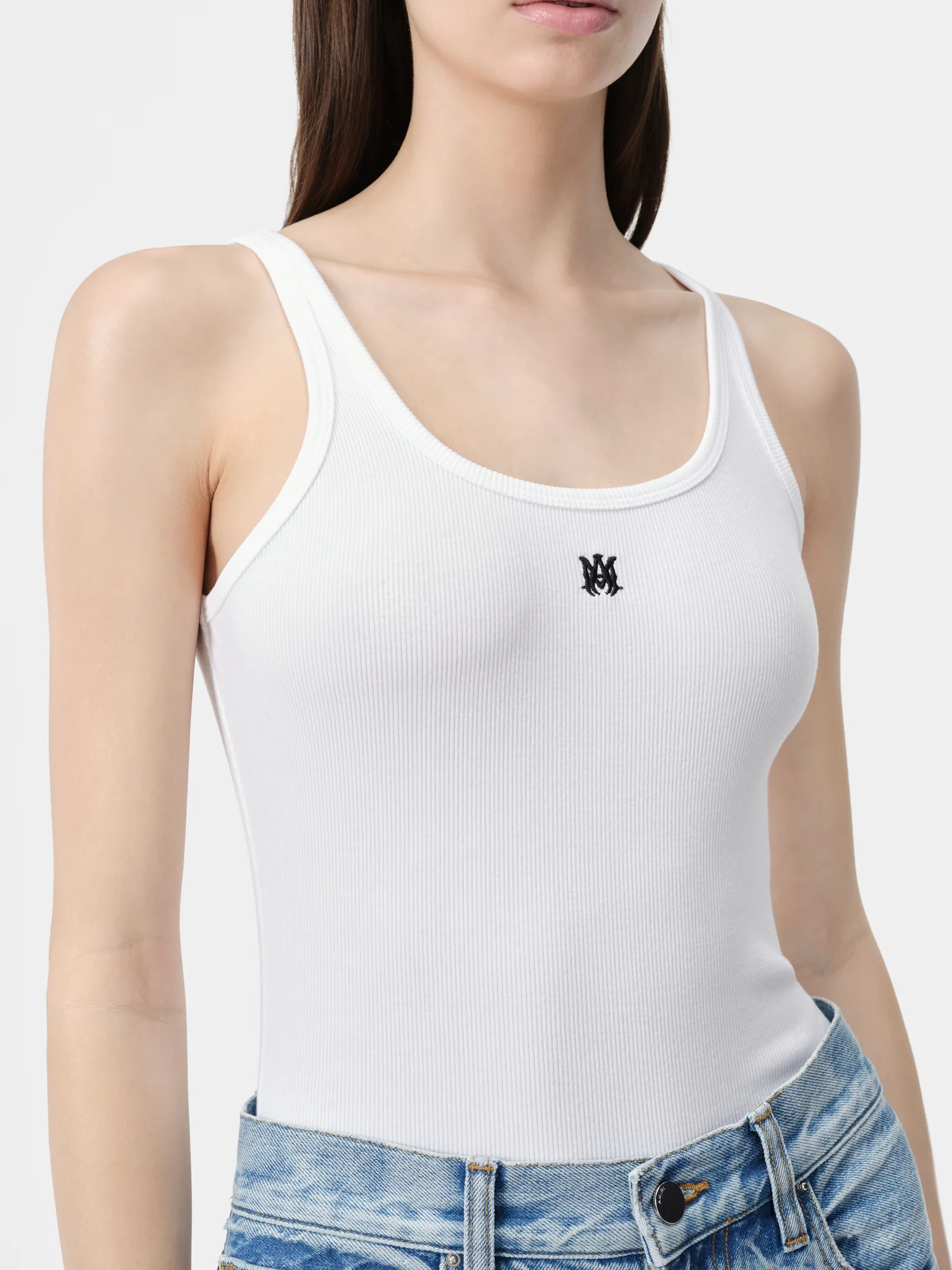 WOMEN - WOMEN'S MA EMBROIDERED RIBBED TANK - White - Image 4