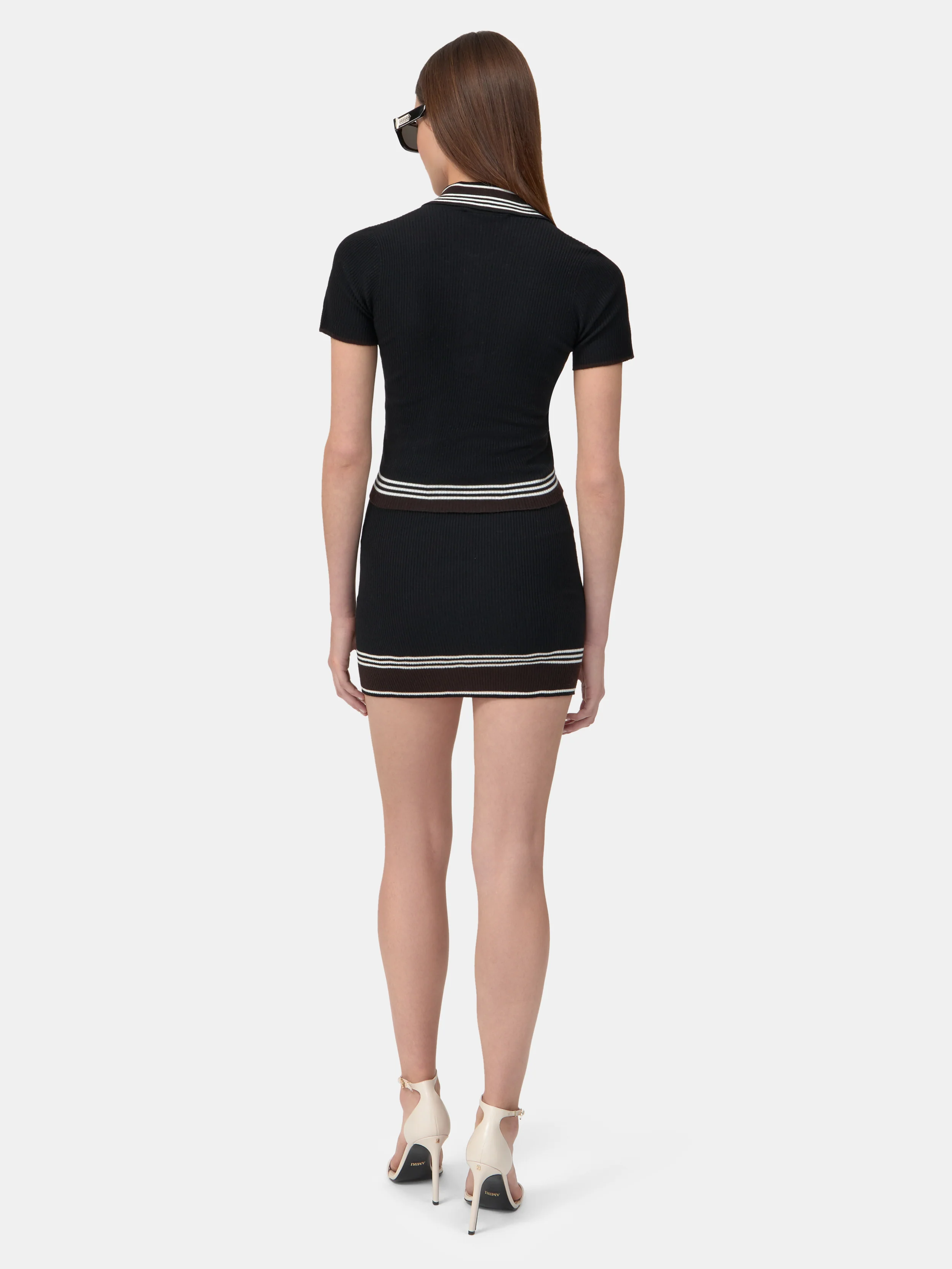 WOMEN - WOMEN'S MA STRIPE MINI SKIRT - Black - Image 4