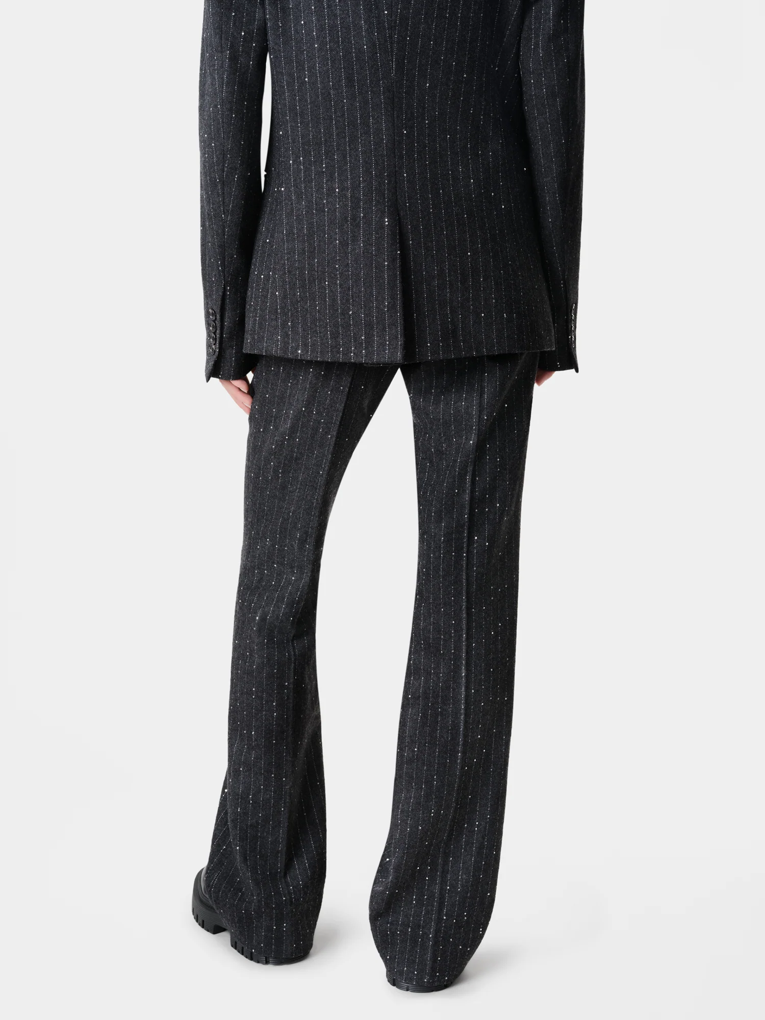 WOMEN - WOMEN'S SEQUIN PINSTRIPE KICK FLARE - Dark Grey - Image 4