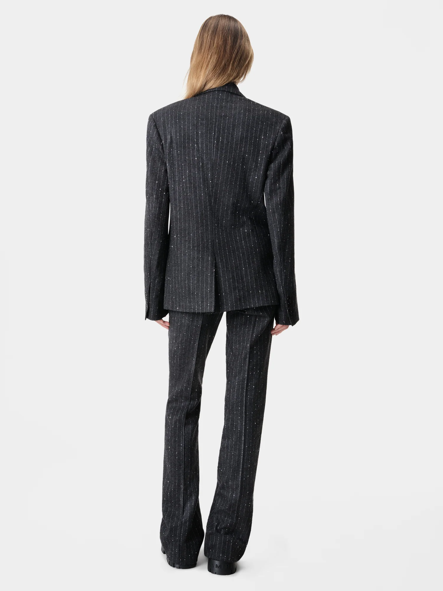 WOMEN - WOMEN'S SEQUIN PINSTRIPE KICK FLARE - Dark Grey - Image 5